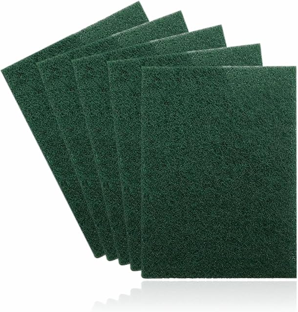 Multipurpose Scouring Pad Washing Up Cleaning Scrubber Sponges Heavy Duty Non-Scratch Abrasive Green Scourer Pads Cleaner Dishes Pots Scrubbing Pan Catering Kitchen Bathroom Household Tools 5 Pcs