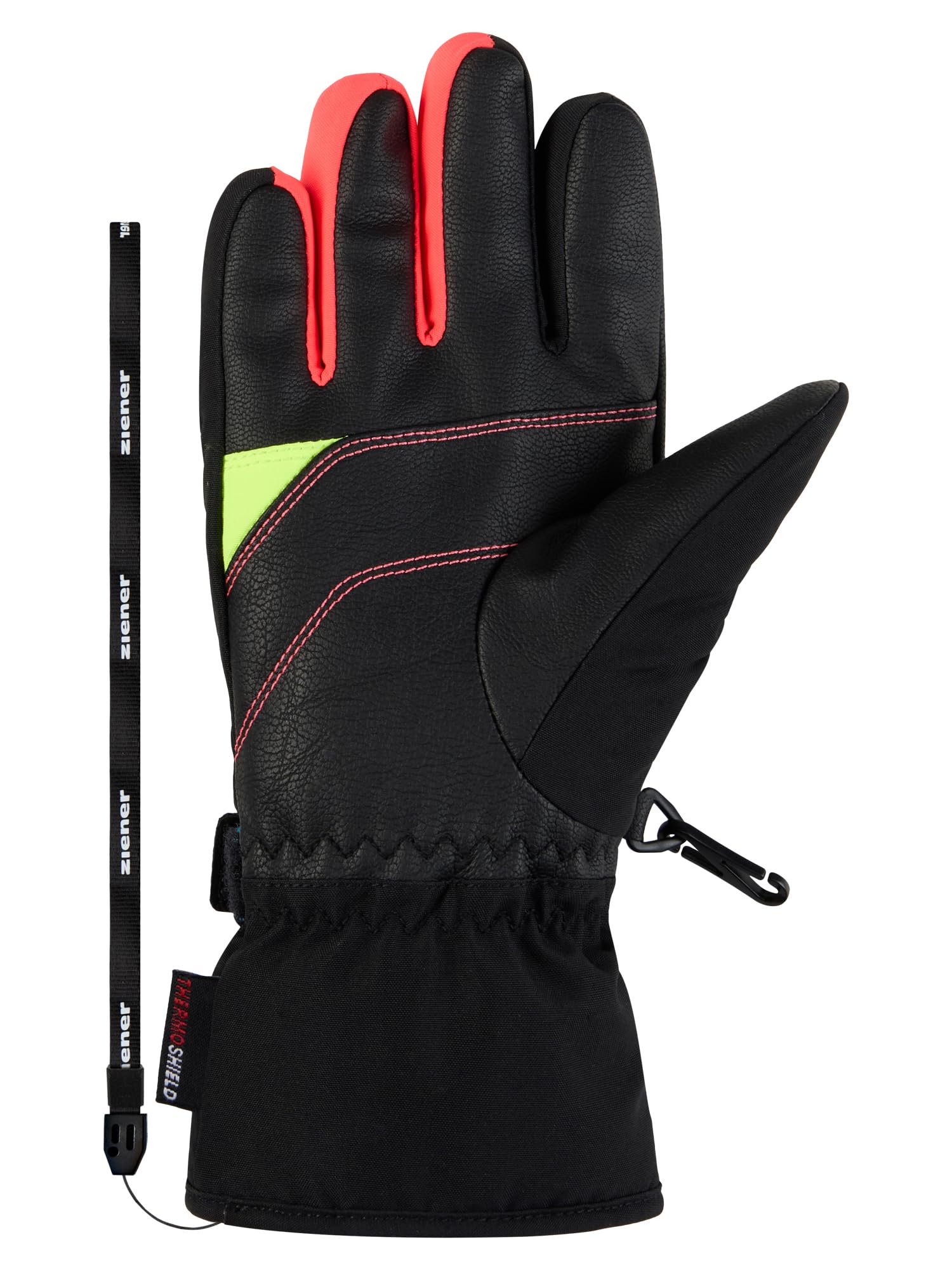 Ziener Guanti da sci per bambini LUKIAN-Z per sport invernali | impermeabili, termici, Leash, multicolore, 7
