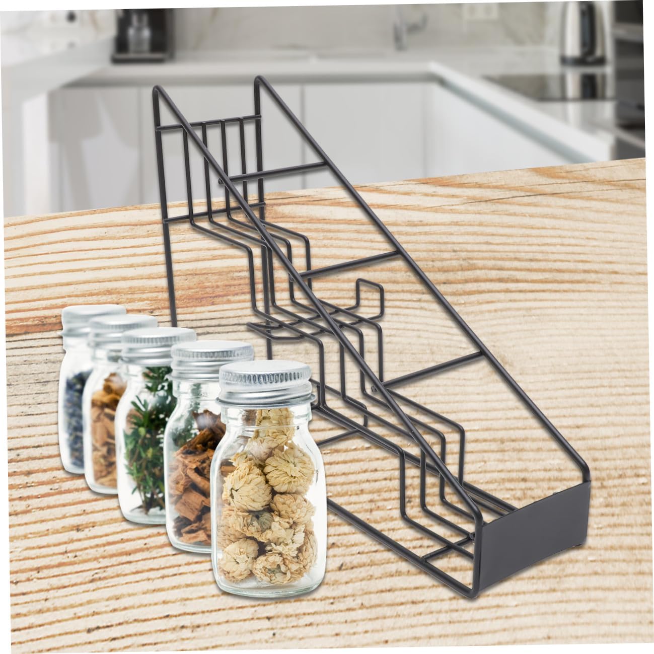 PRETYZOOM Stainless Steel Syrup Display Rack for Coffee Shops Stepped Storage Organizer for Syrup Bottles and More Random Space-saving Design for Home and Cafes