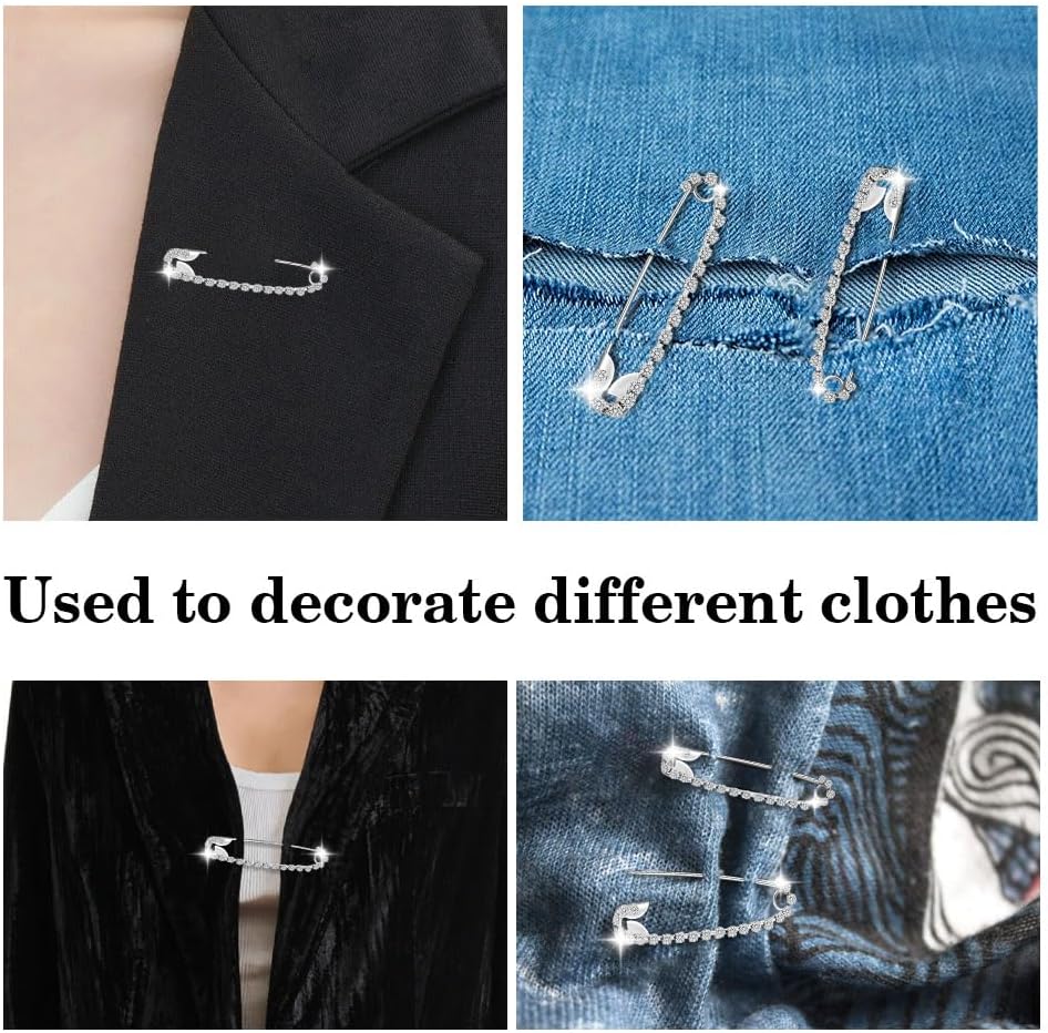 Rhinestone Safety Pins,Decorative Pins,Brooch Pins,Brooches and Pins for Women,Safety Pins for Clothes,Diamond Safety Pins,Large Safety Pins for Skirts Sweater Scarf Lapel Hat Shawl Accessories,10pcs