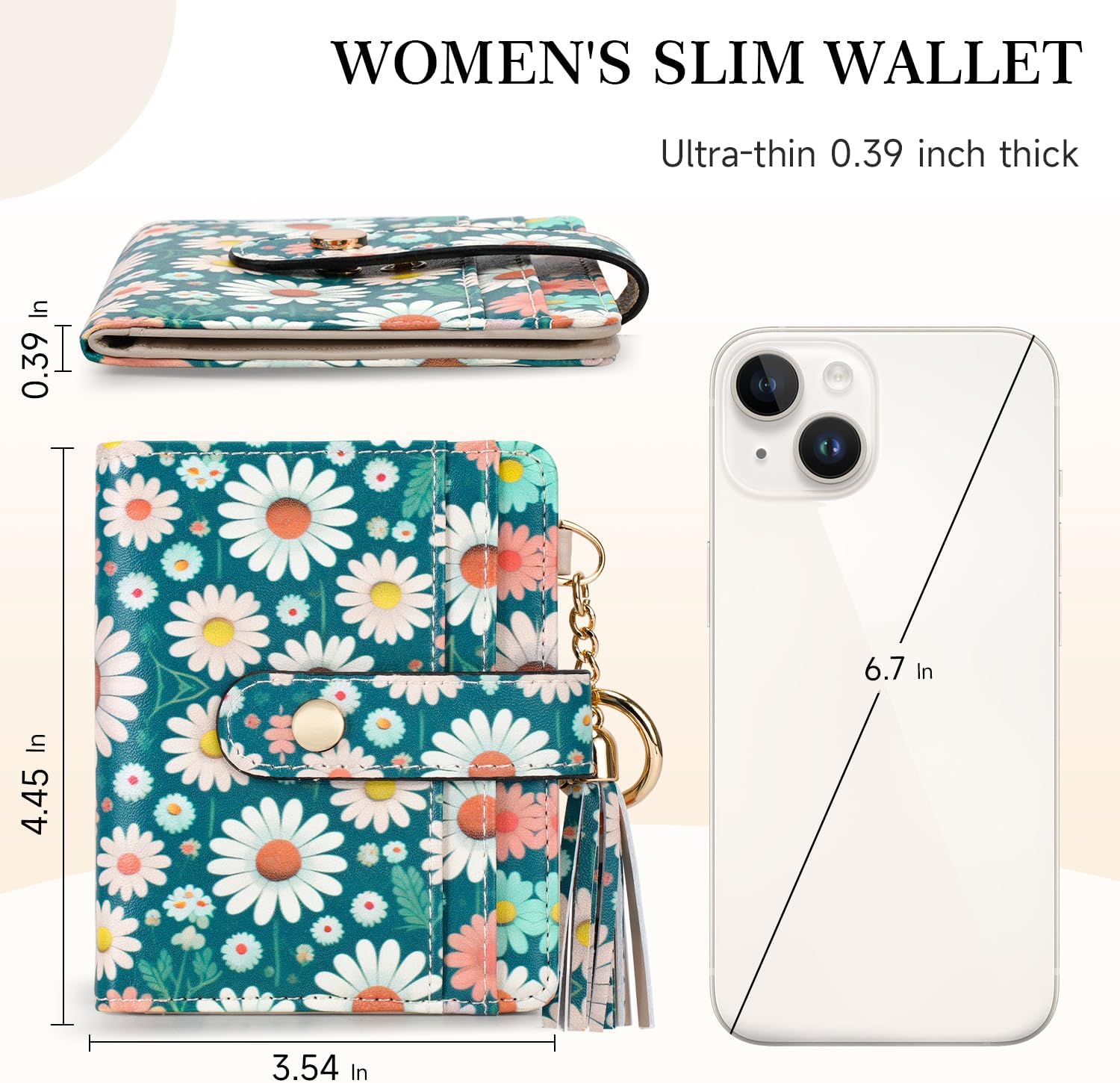 APHISON Women RFID Slim Bifold Wallet, Card Holder with Zipper Coin Purse, Ultra-Thin Compact Wallet with ID Window Minimalist Green - Image 4