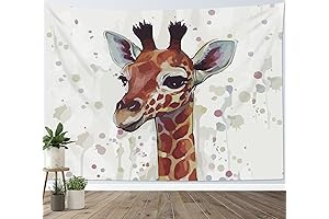 HVEST Giraffe Tapestry Wall Hanging Watercolor Cute Animal Tapestrise Giraffe Backdrop for...