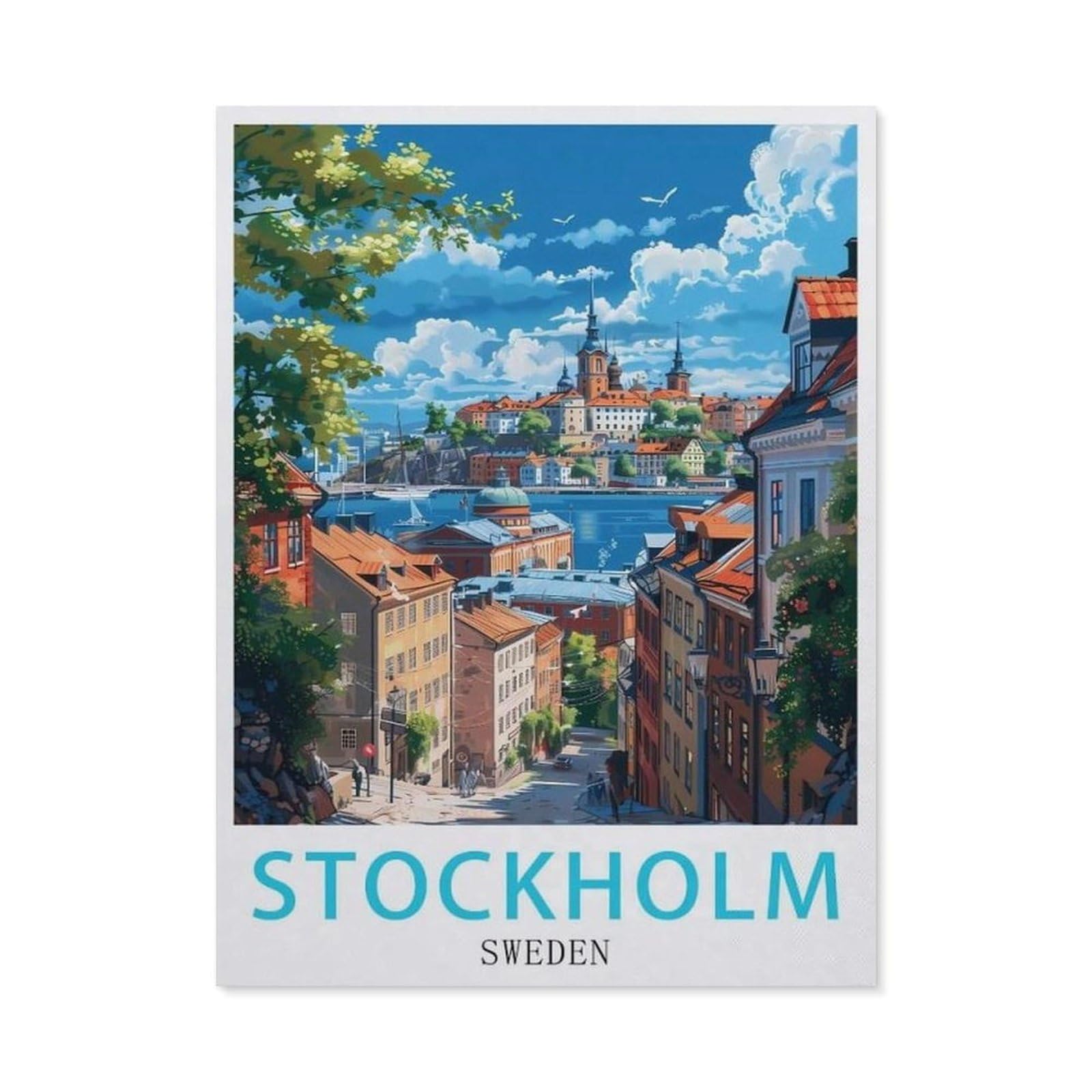 Jigsaw Puzzle 1000 Pieces for Adults，Stockholm Sweden，Large Puzzle Game Artwork for Adults Teens, Family Decorations, Unique Puzzle Gift（50x70cm）-AY100