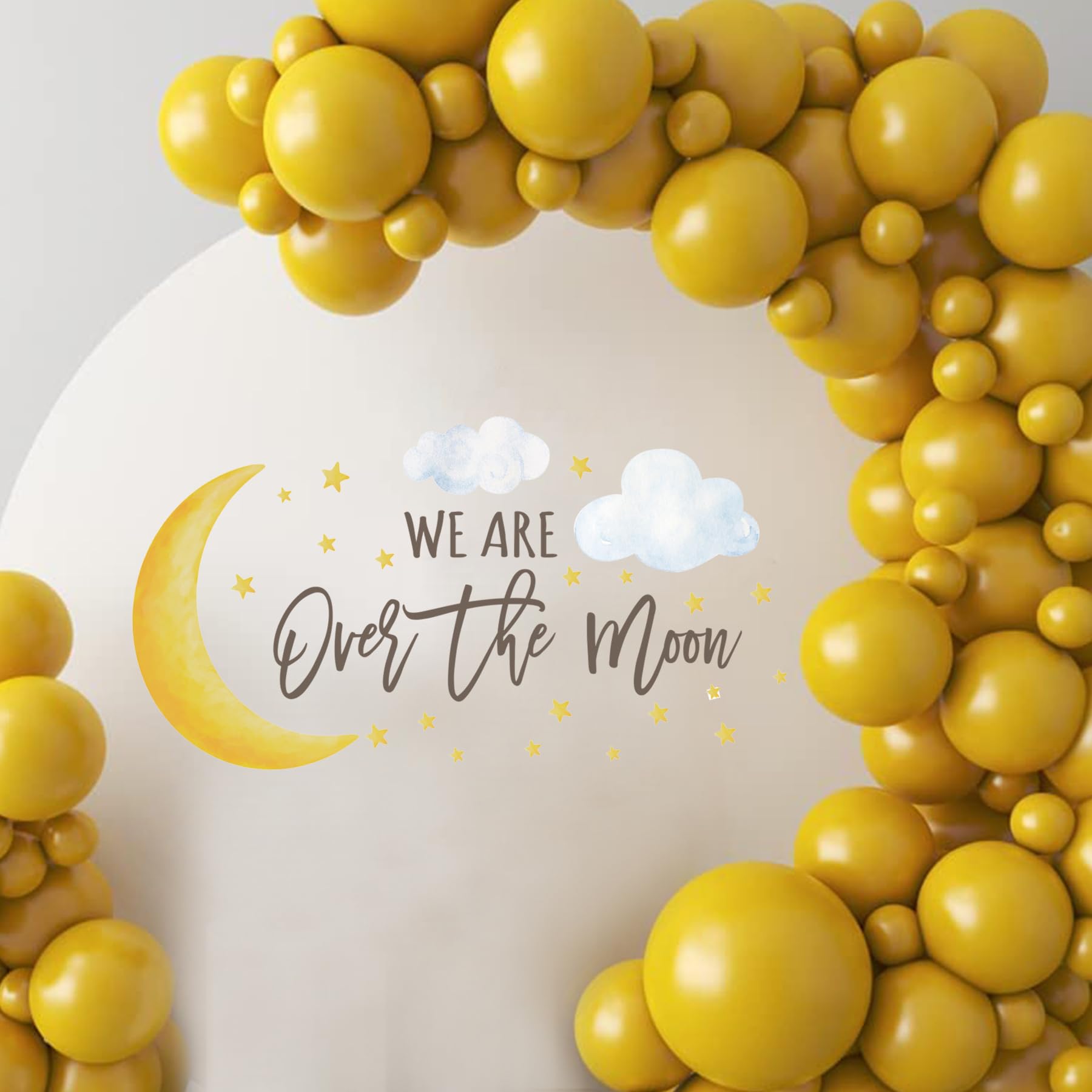 We're Over The Moon-Banner – Goldener Glitzer, 203 Cm Lang, Für Babypartys & Gender Reveal, Aus Karton