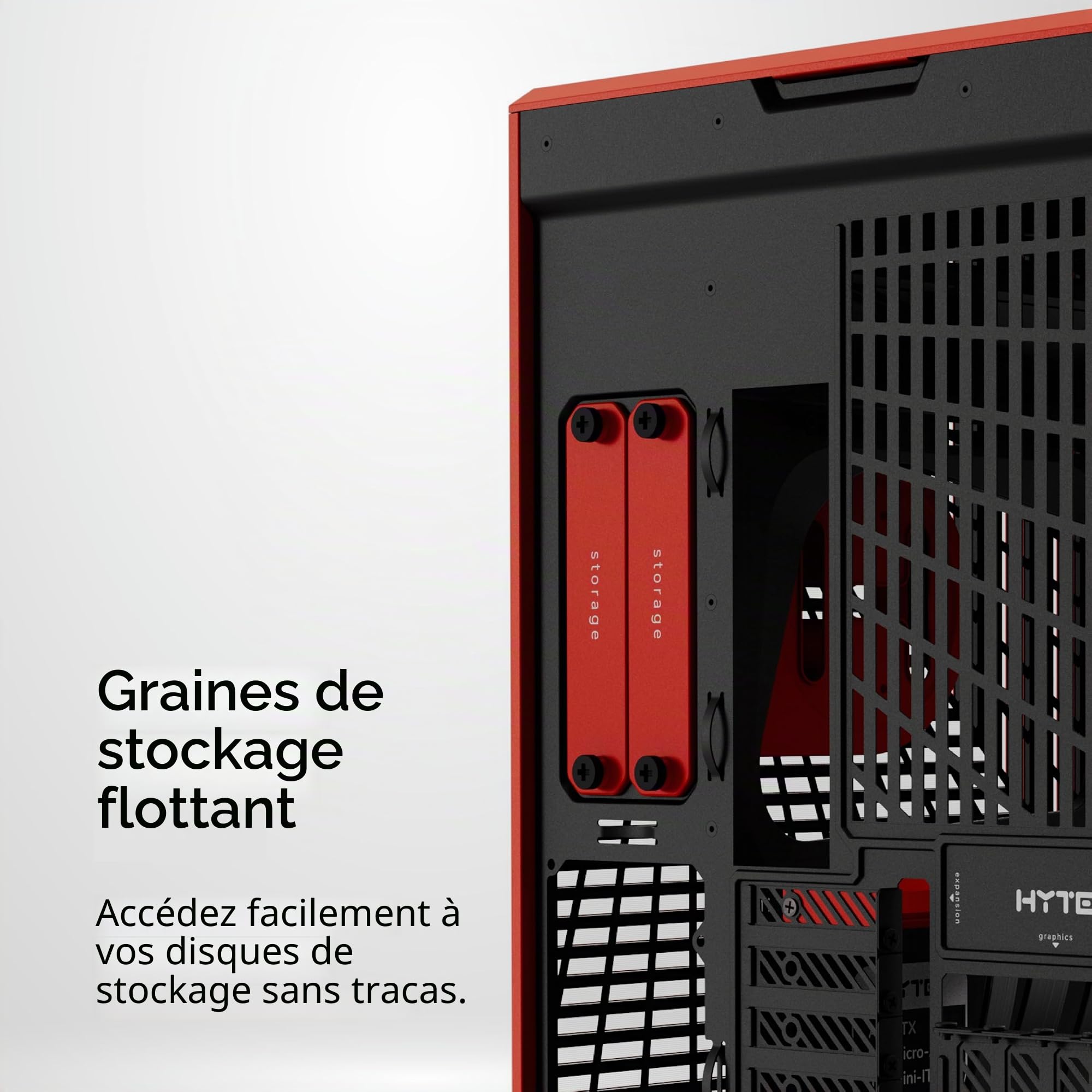 Hyte Y70 Boîtier de Jeu ATX Moderne et esthétique à Double Chambre en Verre trempé pour Tour Moyenne avec câble élévateur PCIE 4.0 Inclus, Rouge (CS-HYTE-Y70-BR)