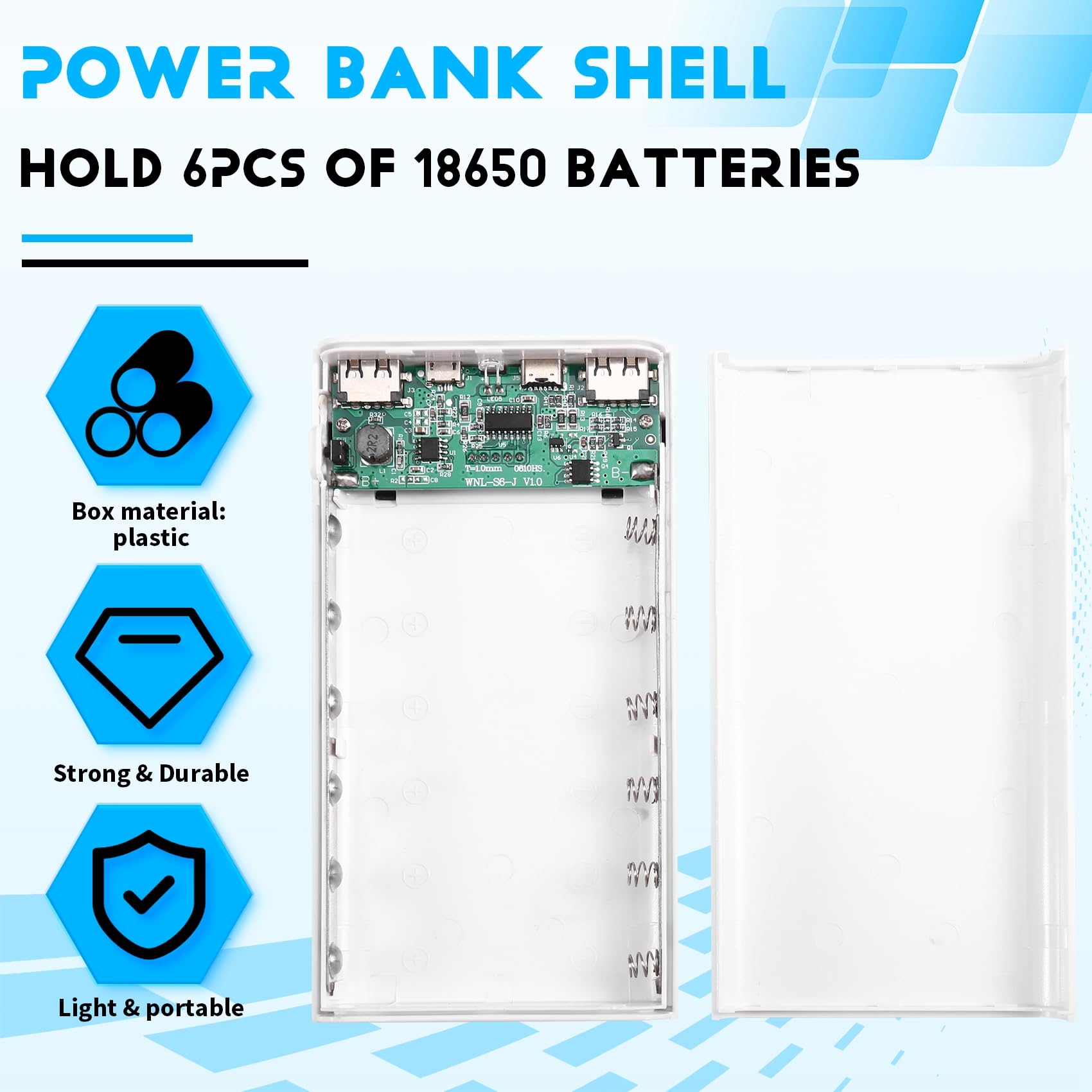 Powerbank Box 18650 Fai-da-te – Display LCD 5V 2.1A Per 6 Batterie, Custodia Con Scheda Di Ricarica (escluse Batterie) - 2