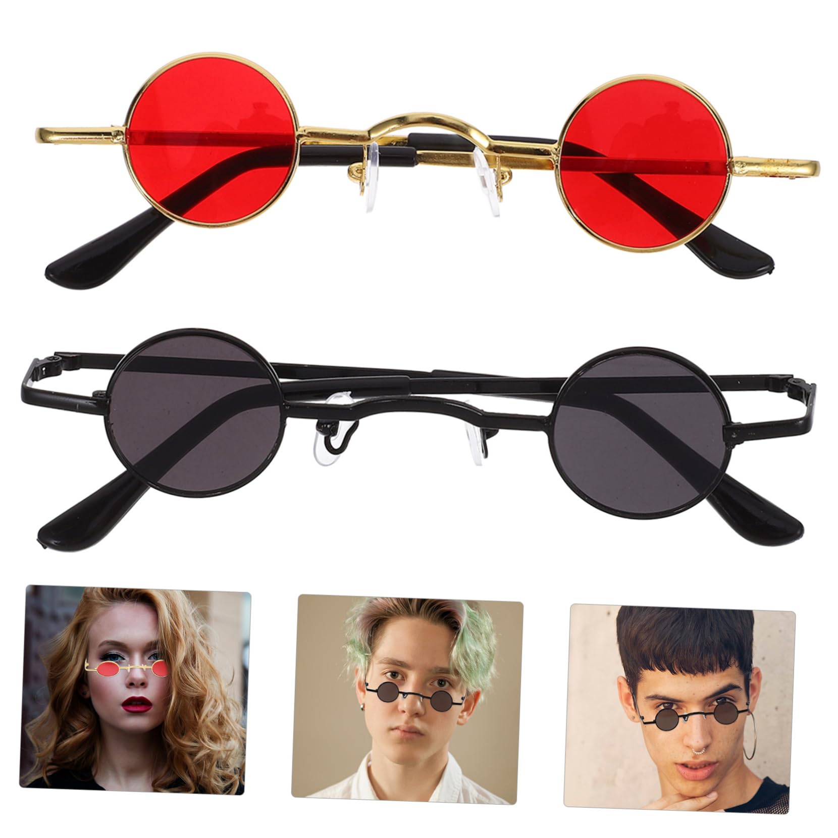 SHERCHPRY 8pezzi Occhiali Sole Rotondi Vintage Di Stile Hippie Retro Per Feste e Attività All Aperto Leggeri e Facili Da Trasportare