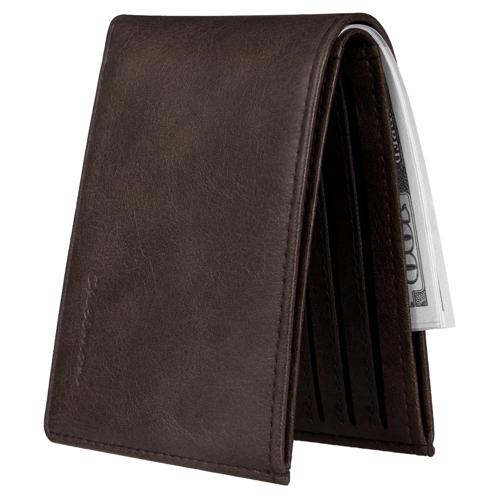 Slim Wallet for Men ID Window with RFID Blocking Front Pocket Minimalist Bifold Bussiness Card Holder Gift for Men, Coffee, Slim-image-23