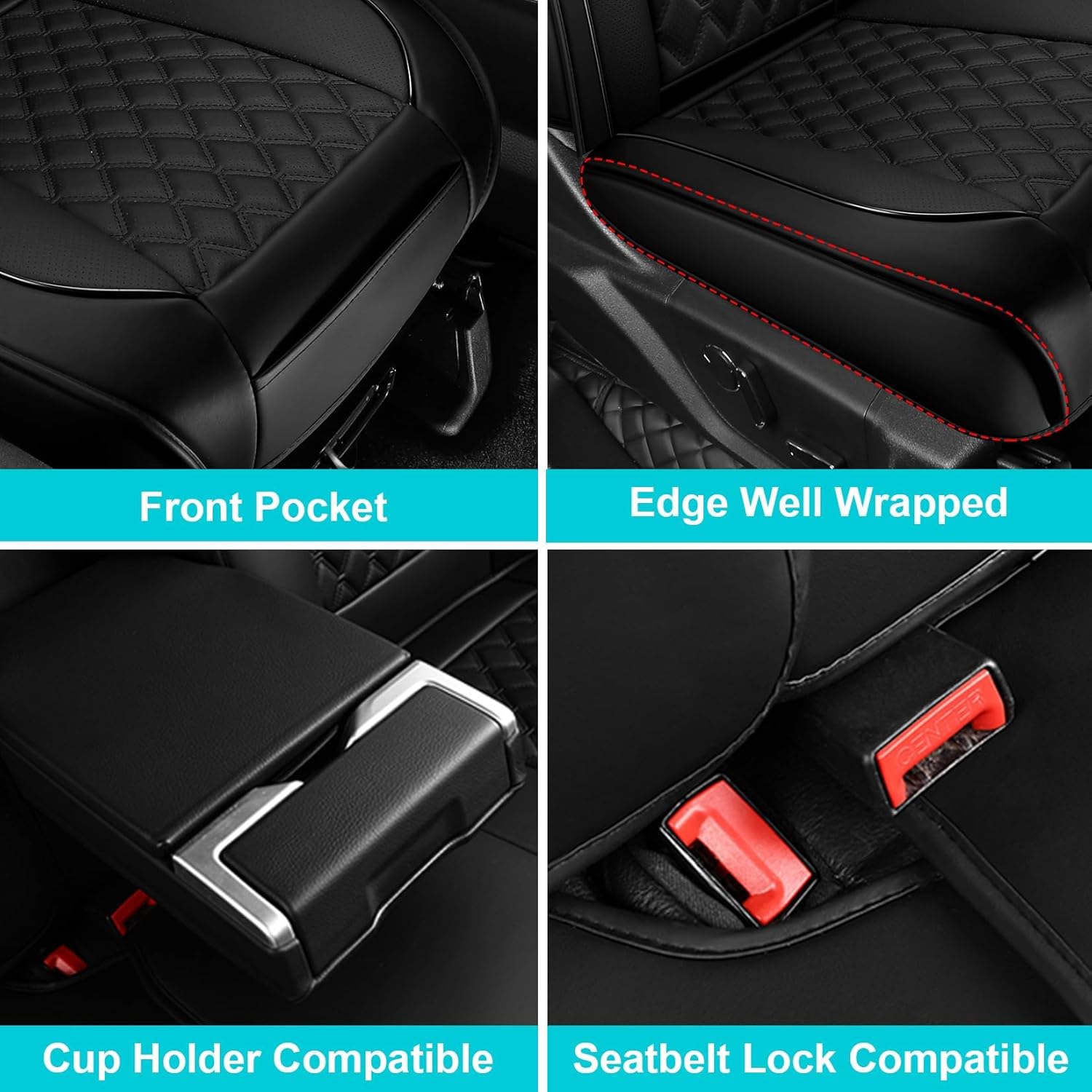 Faux Leather Ford F150 Seat Covers Full Set, Luxury Super Duty Waterproof Truck Seat Covers Custom Fit for 2009-2024 2025 F150 SuperCrew and 2017-2024 2025 F250 F350 F450 Crew Cab Pickup