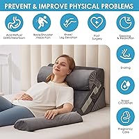 Vista 2 de 4PCS Bed Wedge Pillow for Headboard, Adjustable Wedge Pillow for Sleep Apnea, 23” Wide Triangle Pillow Wedge Set for After Surgery, Acid Reflux