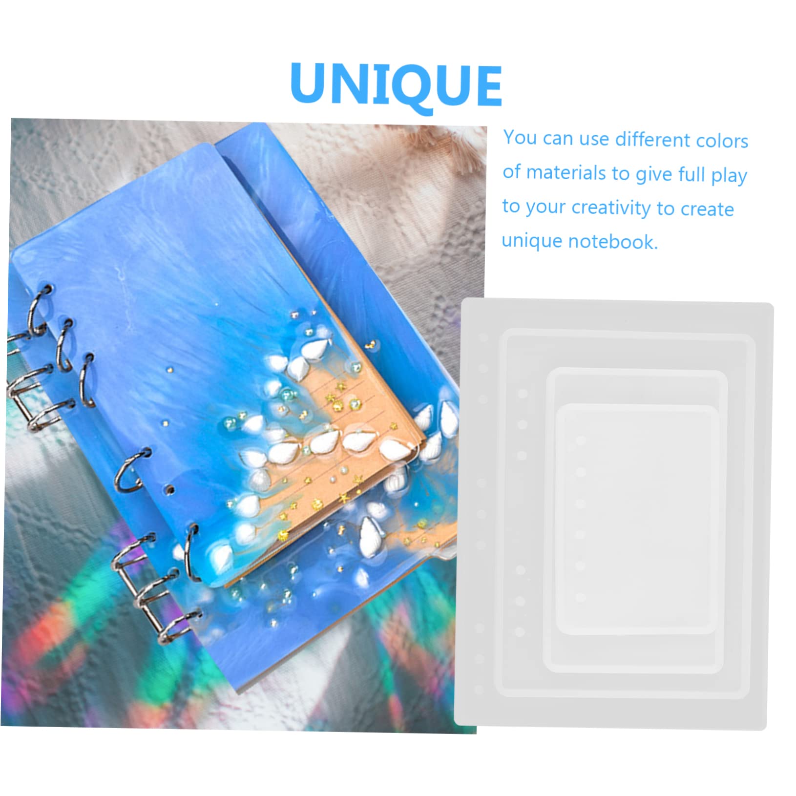 Angoily Molde de Silicona para Cuaderno Diy B5 A5 A6 A7 Molde de Fundición Creativo Resina Manualidades 4 Unidades para Bricolaje