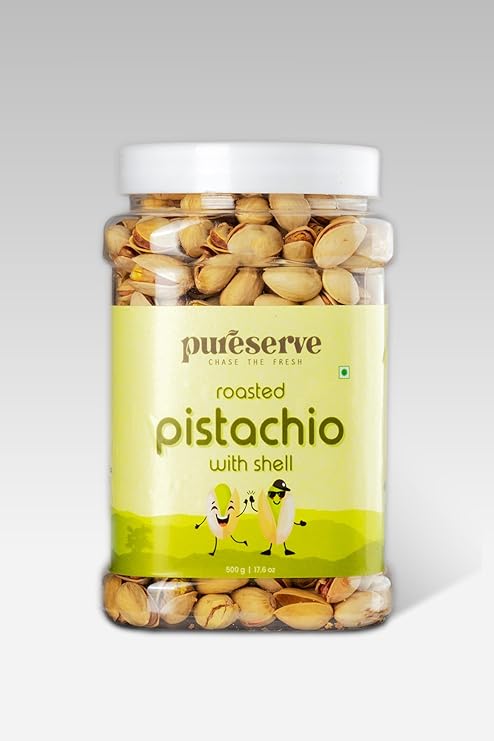 Pureserve Premium Roasted & Salted Pistachios 500g – Crunchy Blend | Protein-Rich, Gluten-Free Healthy Snack