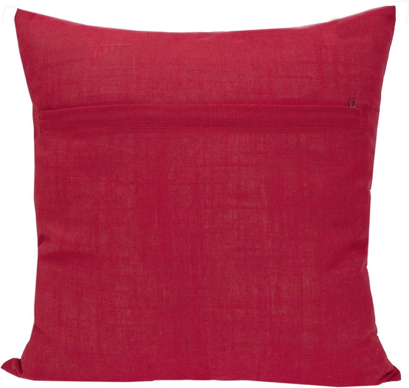 Fennco Styles Embroidered White Snowflake Christmas Decorative Throw Pillow Cover + Insert 18 x 18 Inch - Red Pillow for Holiday Décor, Couch, Living Room and Bedroom Décor