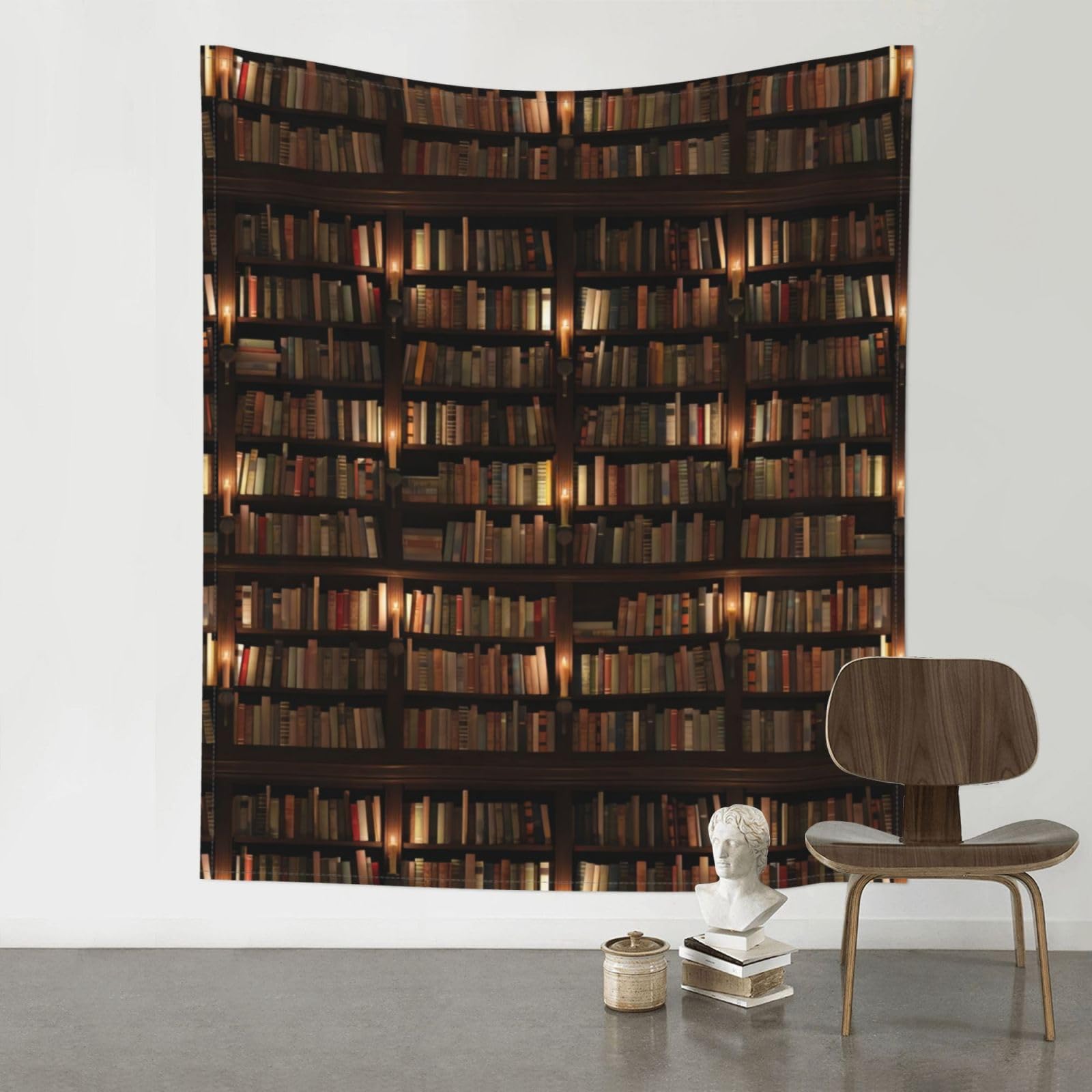 YYHHAOFA Library Bookshelf Book Prints 60x51in Wall Tapestry – Durable Polyester Throw for Dorm, Beach, & Home Decor