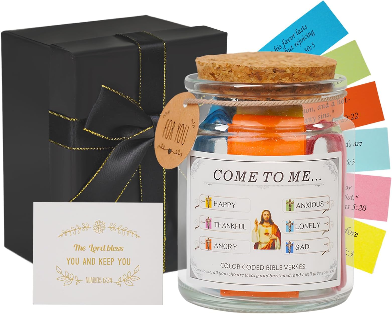 Bible Verse Jar with 120 Color-Coded Scripture Cards – Christian Gift for Women, Christmas, Bible Study & Prayer Devotion Supplies