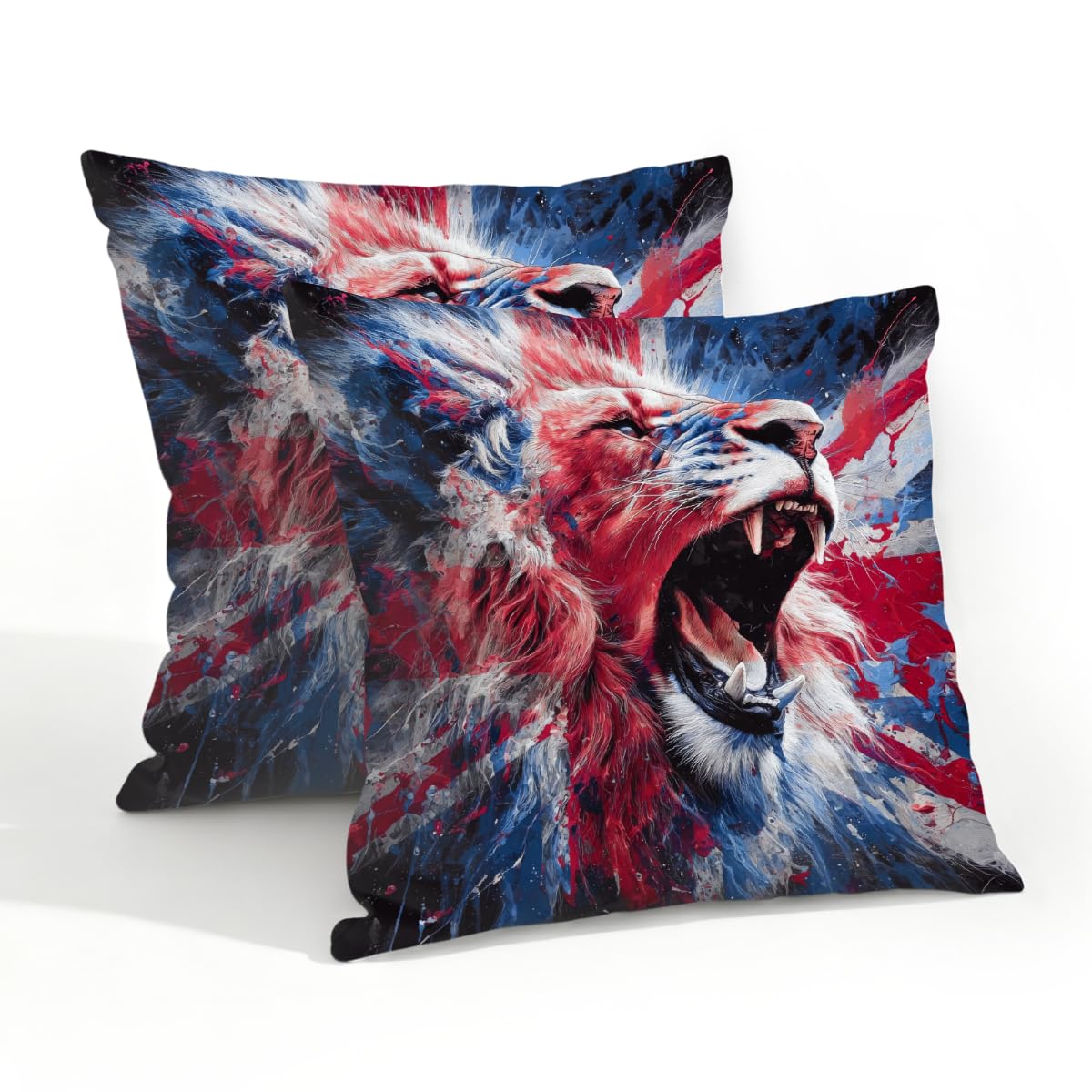 Outdoor Pillow Covers Waterproof Pillowcases 20x20in Set of 2 American Roaring Lion Decorative Throw Cushion Case for Couch Sofa Garden Patio Furniture
