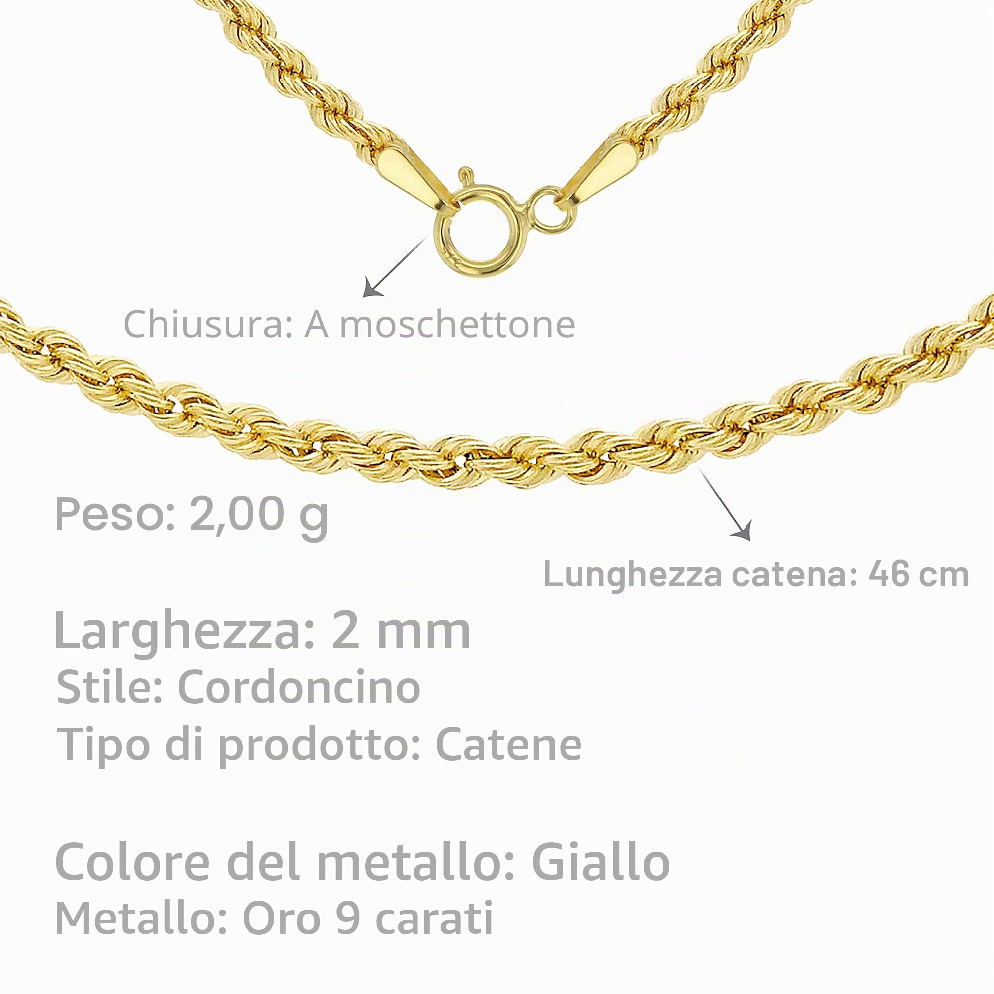 Carissima Gold Collana da Donna in Oro Giallo 9K (375)