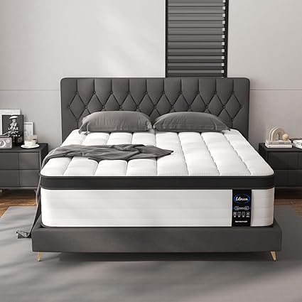 King Size Mattress, 14 Inch Hybrid King Mattress in a Box, Medium Firm Memory Foam and Pocket Springs, Strong Edge Support, Pressure Relief