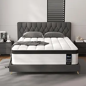 Queen Mattress, 14 Inch Hybrid Queen Size Mattresses in a Box, Medium Firm, Memory Foam and Pocket Springs, Strong Edge Support, Pressure Relief