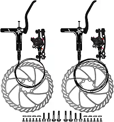 Freios hidráulicos para bicicleta, conjunto de freio a disco hidráulico de 2 pistões, disco de 160 mm, peças de bicicleta de liga de alumínio com ferramentas, bicicleta dobrável/bicicleta de