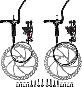 Freios hidráulicos, freios hidráulicos MT200 para Ebike, discos de 160 mm/6,3 pol., kit de freio a disco hidráulico de pistão duplo, peças de liga de alumínio com ferramentas, bicicleta dobrável