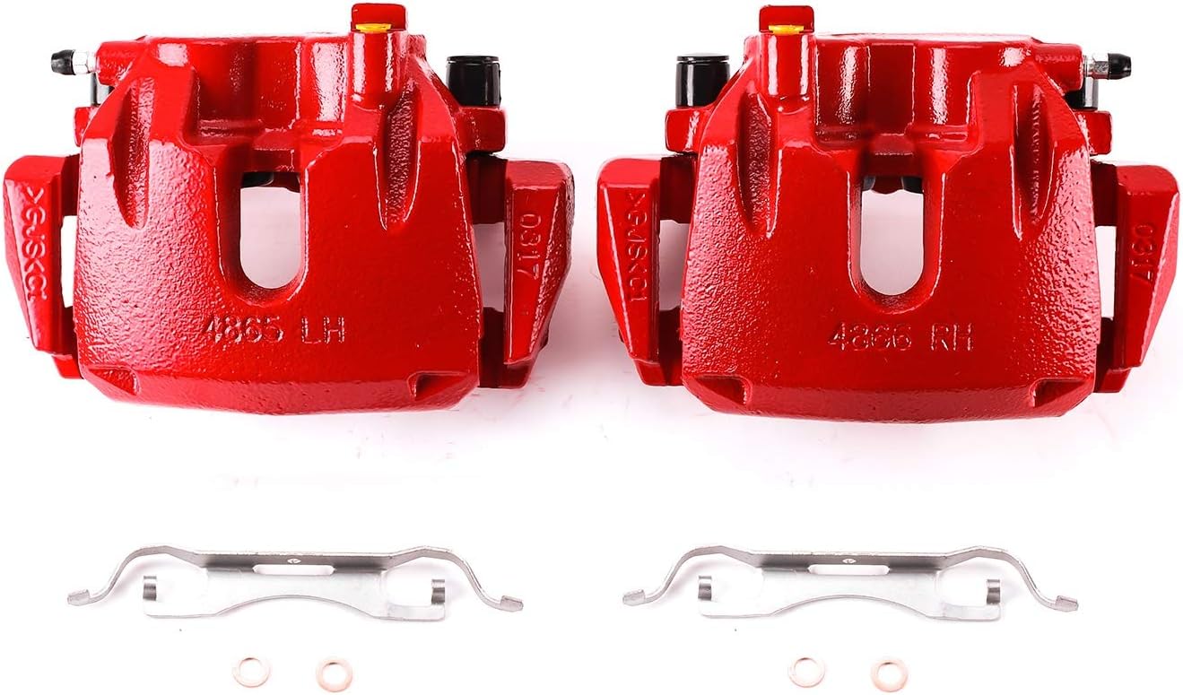 Power Stop Front S5296A Pair of High-Temp Red Powder Coated Calipers For Dodge Durango 2011-2017, Jeep Grand Cherokee 2011-2017 [Model Specific]