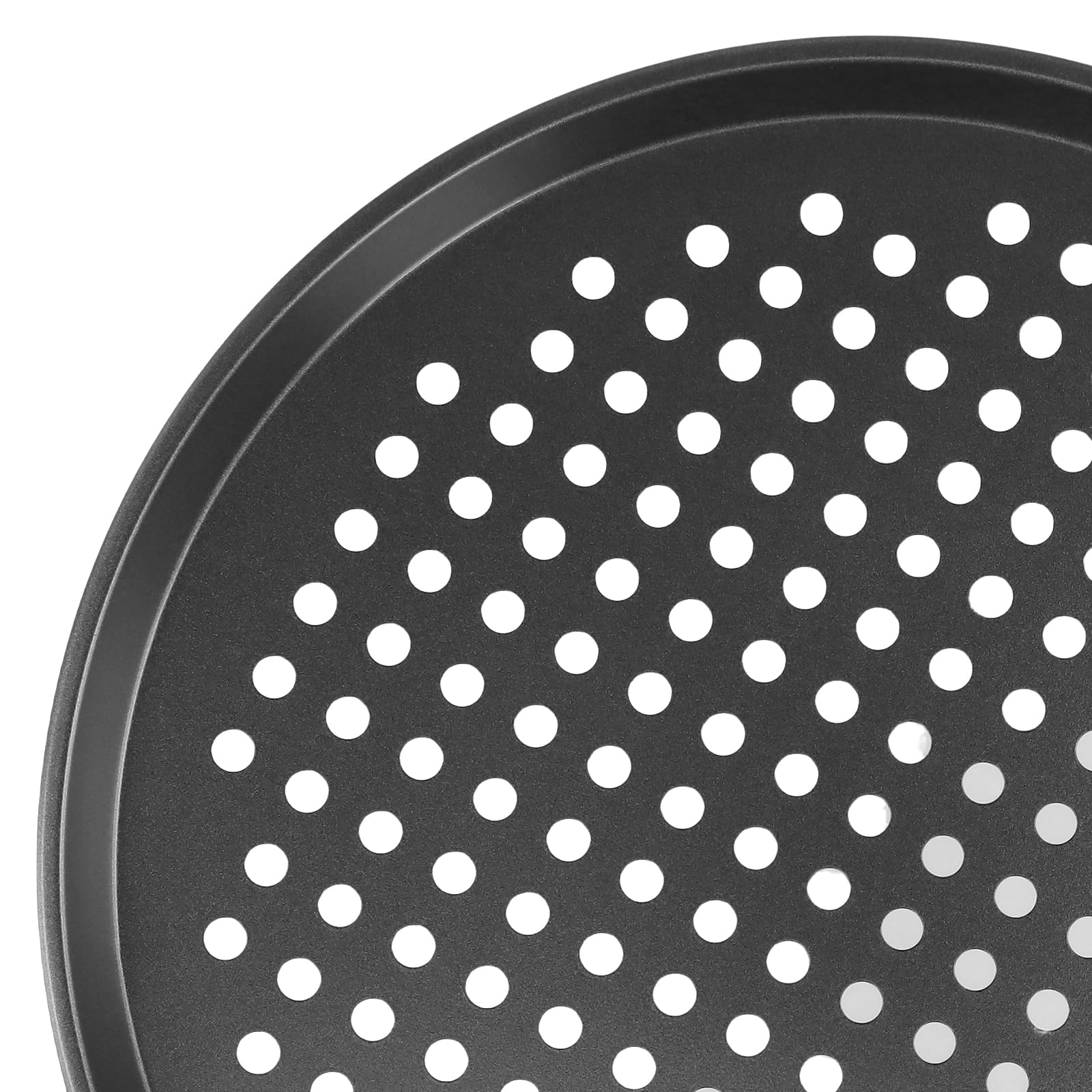 KEILEOHO Lot de 5 plaques à pizza rondes, 32 cm, en acier au carbone, avec trous, pour pizza et tartes flambées