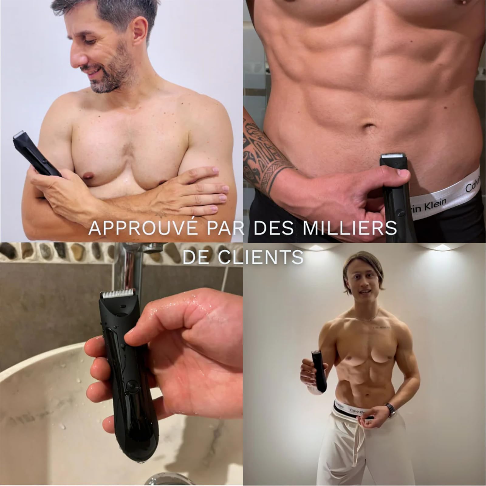Tondeuse Intime, Votre allié idéal pour un rasage intime impeccable, Homme 4-en-1 Étanche IPX7, Peigne Réglable, LED écran, Wet & Dry, pour Aisselles, Aines, Jambes (Noir)