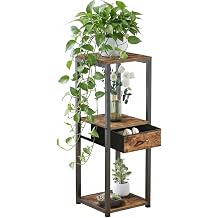 2-Tier Tall Plant Stand Indoor, Small Square Side Table for Home