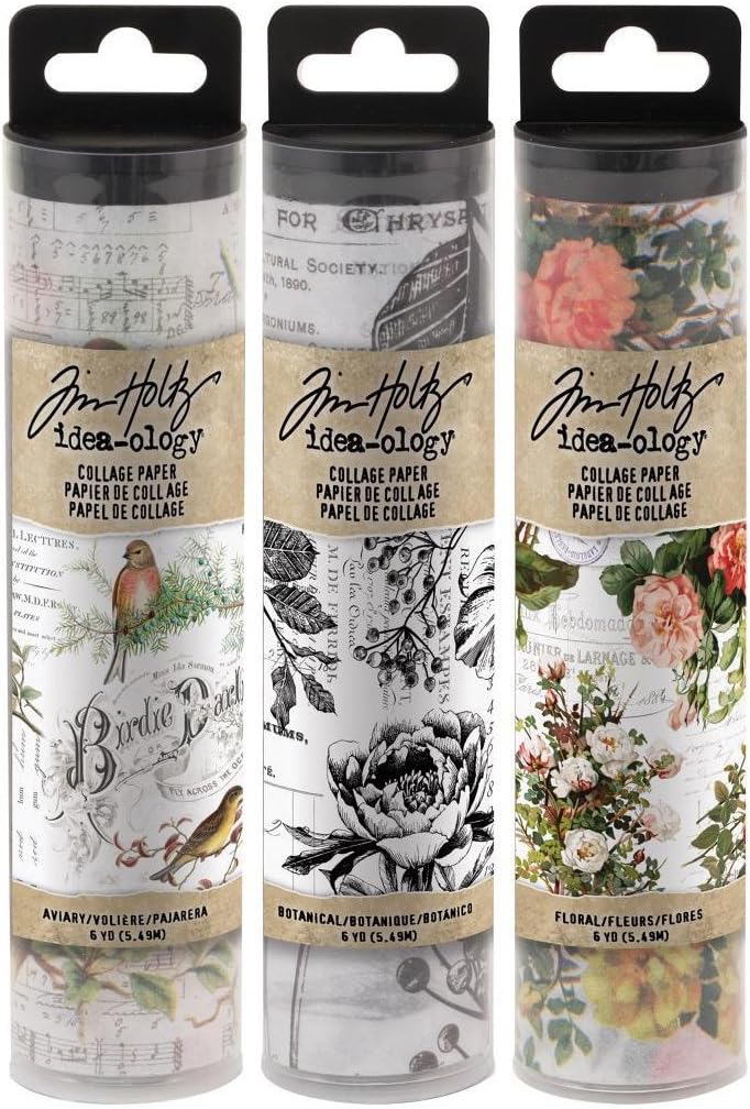 Tim Holtz Idea-ology Collage Paper Rolls - Bundle of Three Rolls