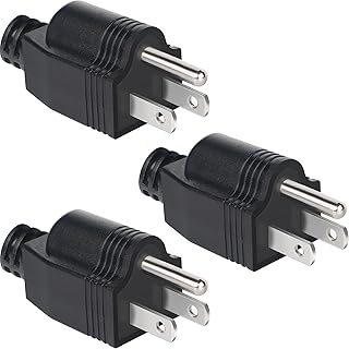 NEMA 5-15P Electrical Replacement Plugs,125V 15A 2-Pole 3-Wire Grounding Replacement for Extension Cord Ends,Male Straight Blade Plug 3-Pack