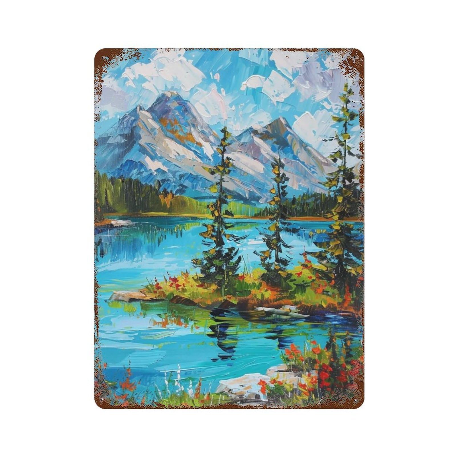 HDURYEYRYY Wildflower Alpine Lake 01 Wall Retro Iron Vintage Art Metal Tin Sign Poster Modern Home Cofffee Club Art Bar Shop Decor Style 40x30cm