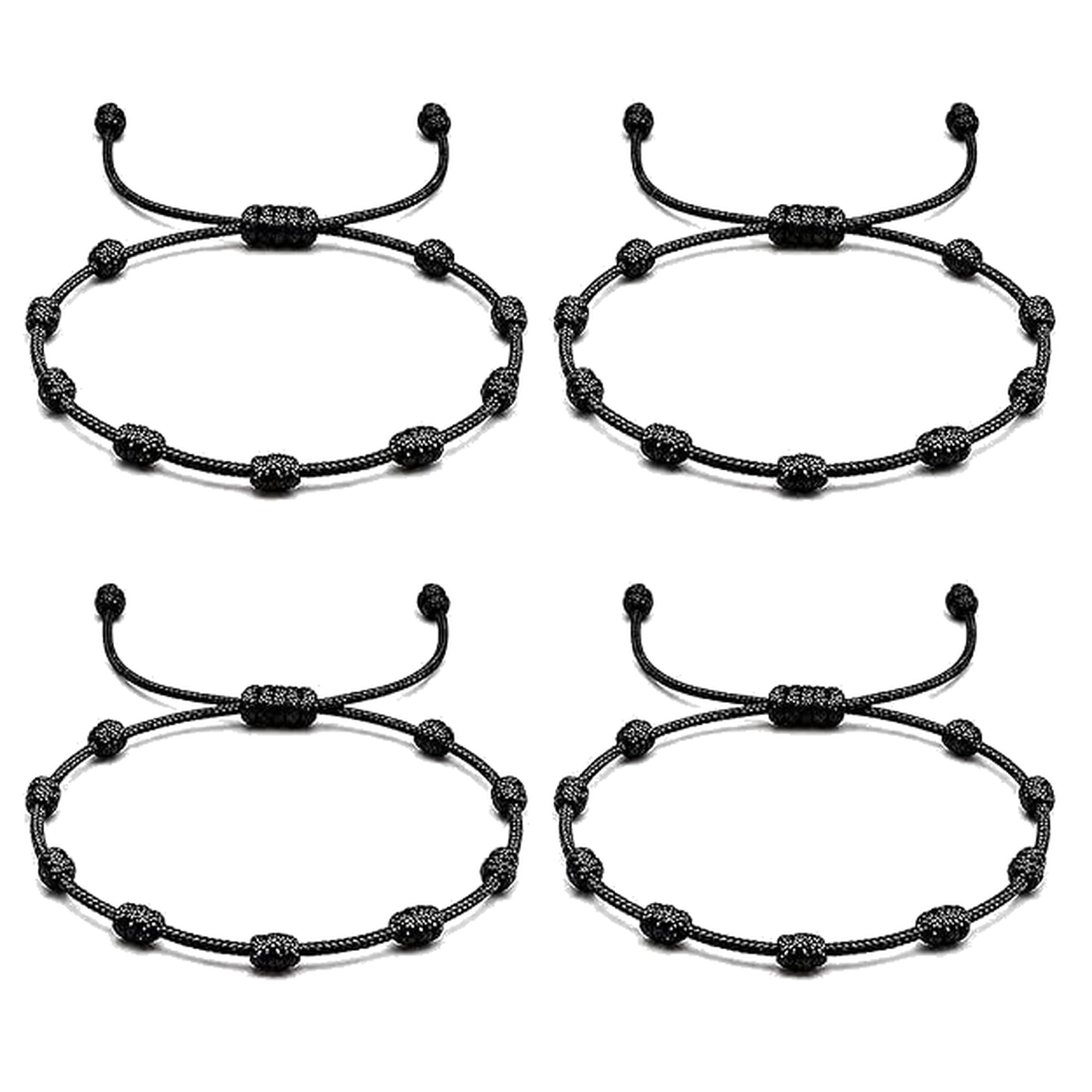Bracelet Protection, Evil Eye Thread Band for Womens, Mens, Girls, Boys Black Cord Adjustable Bracelet Rosary Style Bracelet-image-2