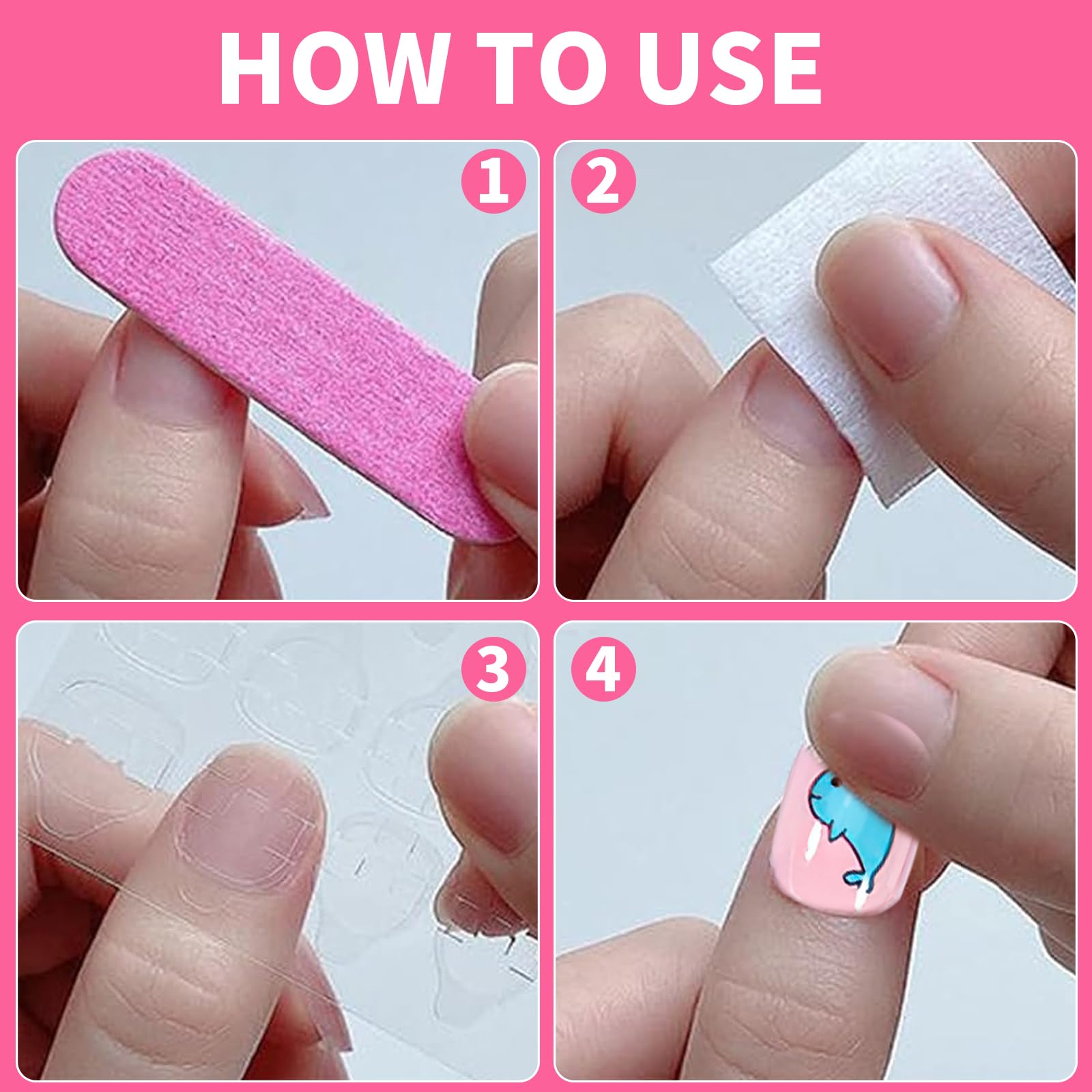 120PCS Stick on Nails False Nails for Girls Cute Pink Fake Nails for Girl Short Press on Nails with Stickers Full Cover Fingernail Lovely Gift for Girls Nails Art Decoration (Style2) - Image 3