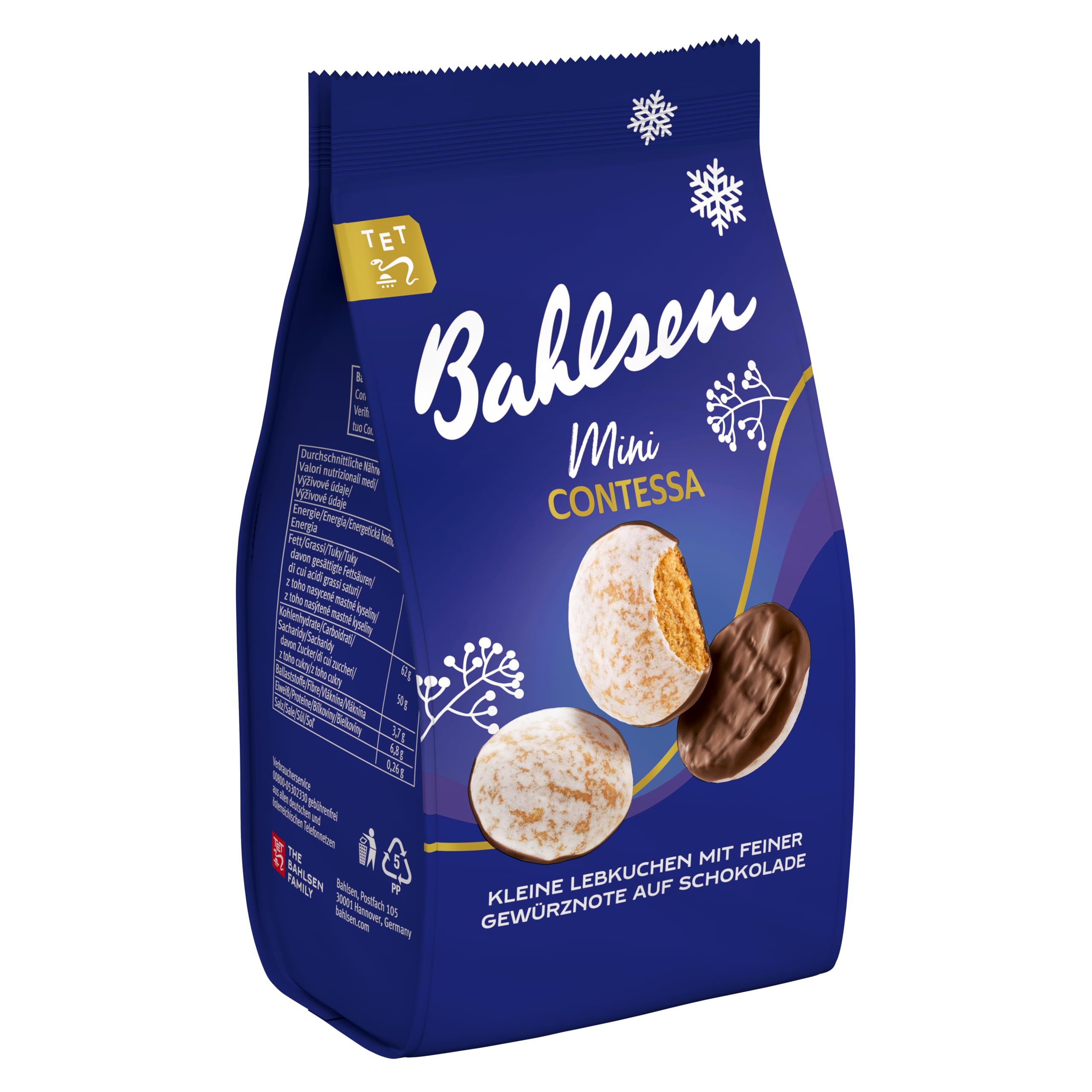 Bahlsen Mini Contessa – 1er Pack – Kleine Lebkuchen auf edelherber Schokolade (1 x 100 g)
