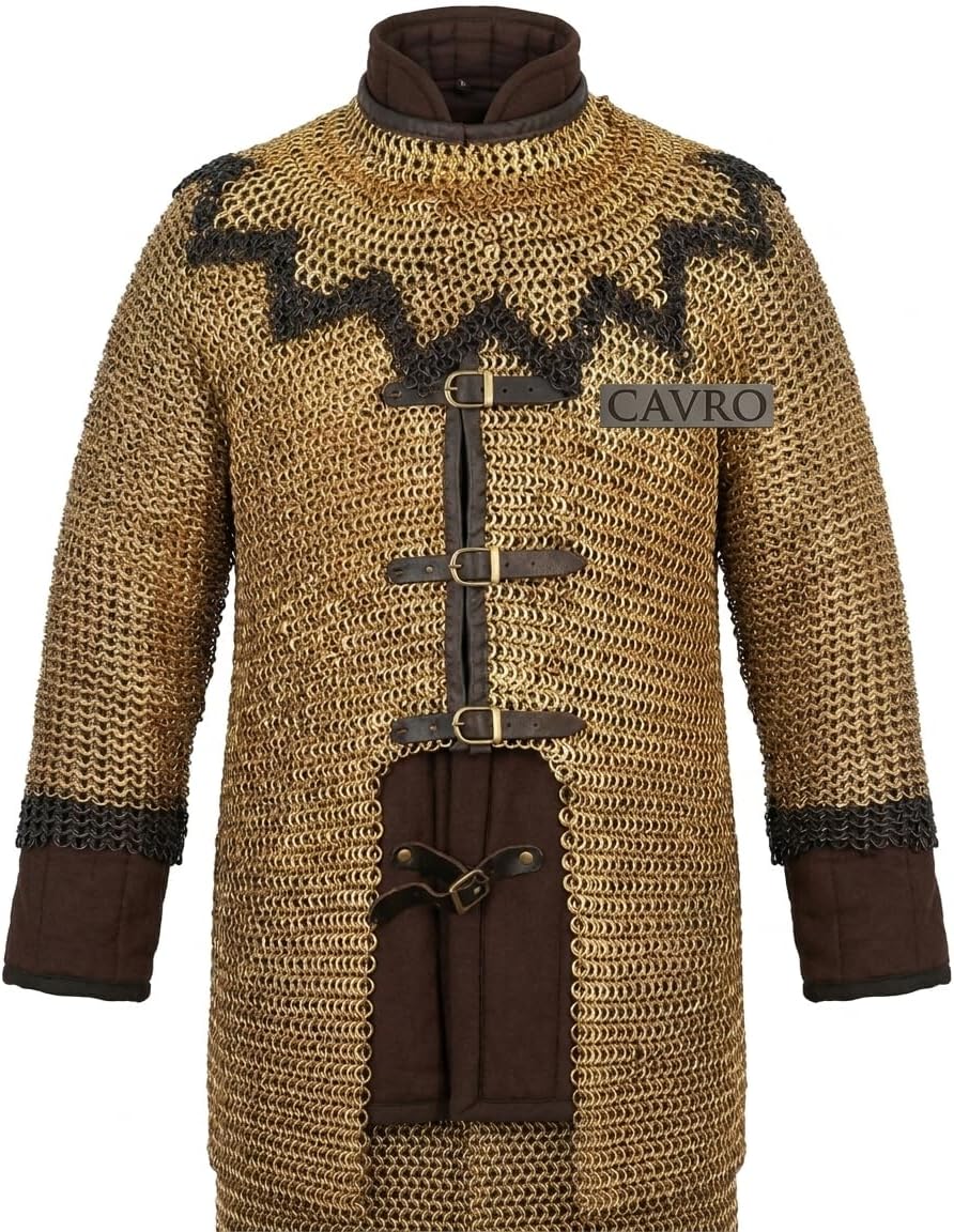 Medieval Chainmail Hauberk, Handcrafted Brass and Mild Steel, Riveted Rings, for SCA Combat, LARP