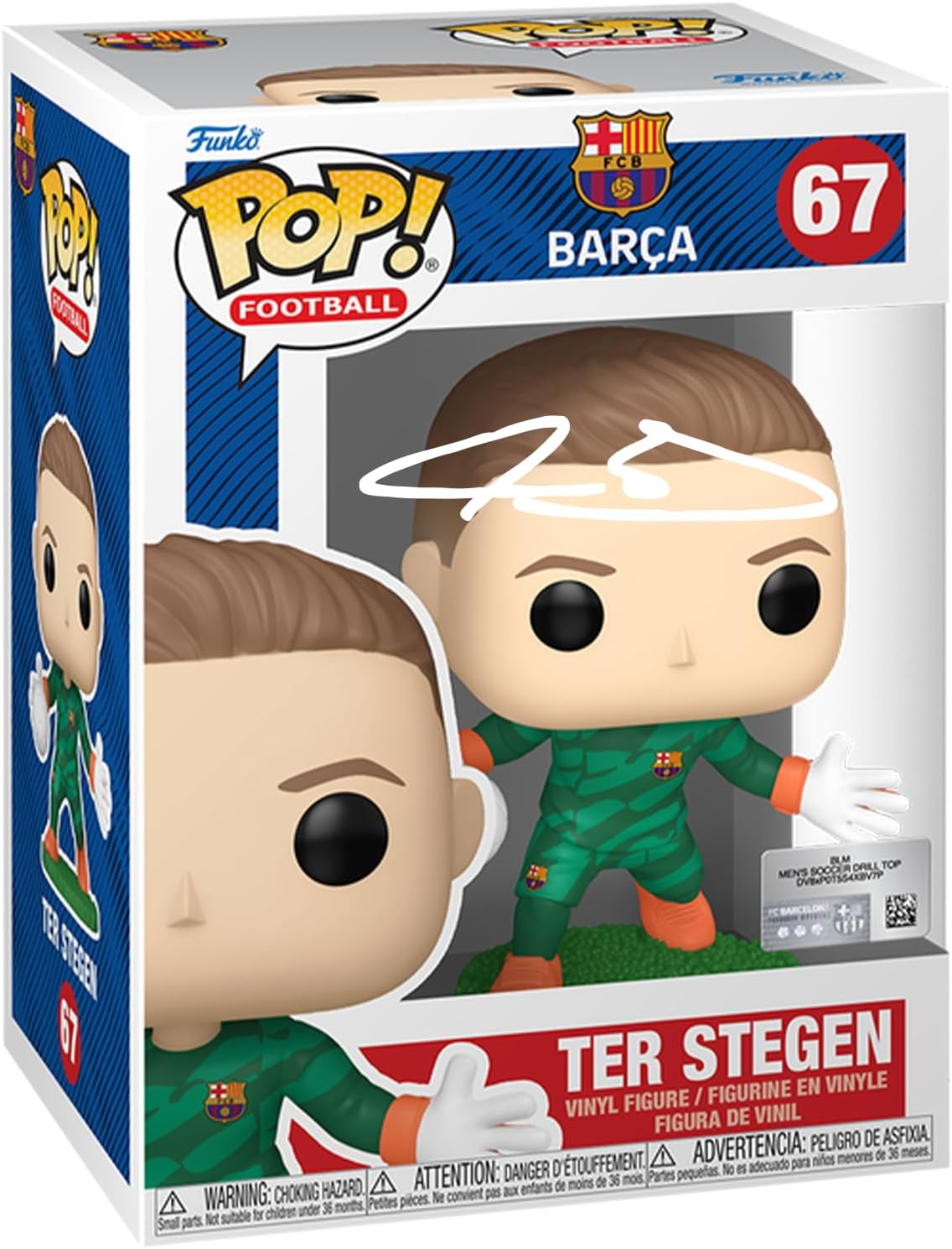 Ter Stegen #67 Facsimile Signed Reprint Laser Autographed Funko POP! Soccer FC Barcelona Figurine with Protector Case