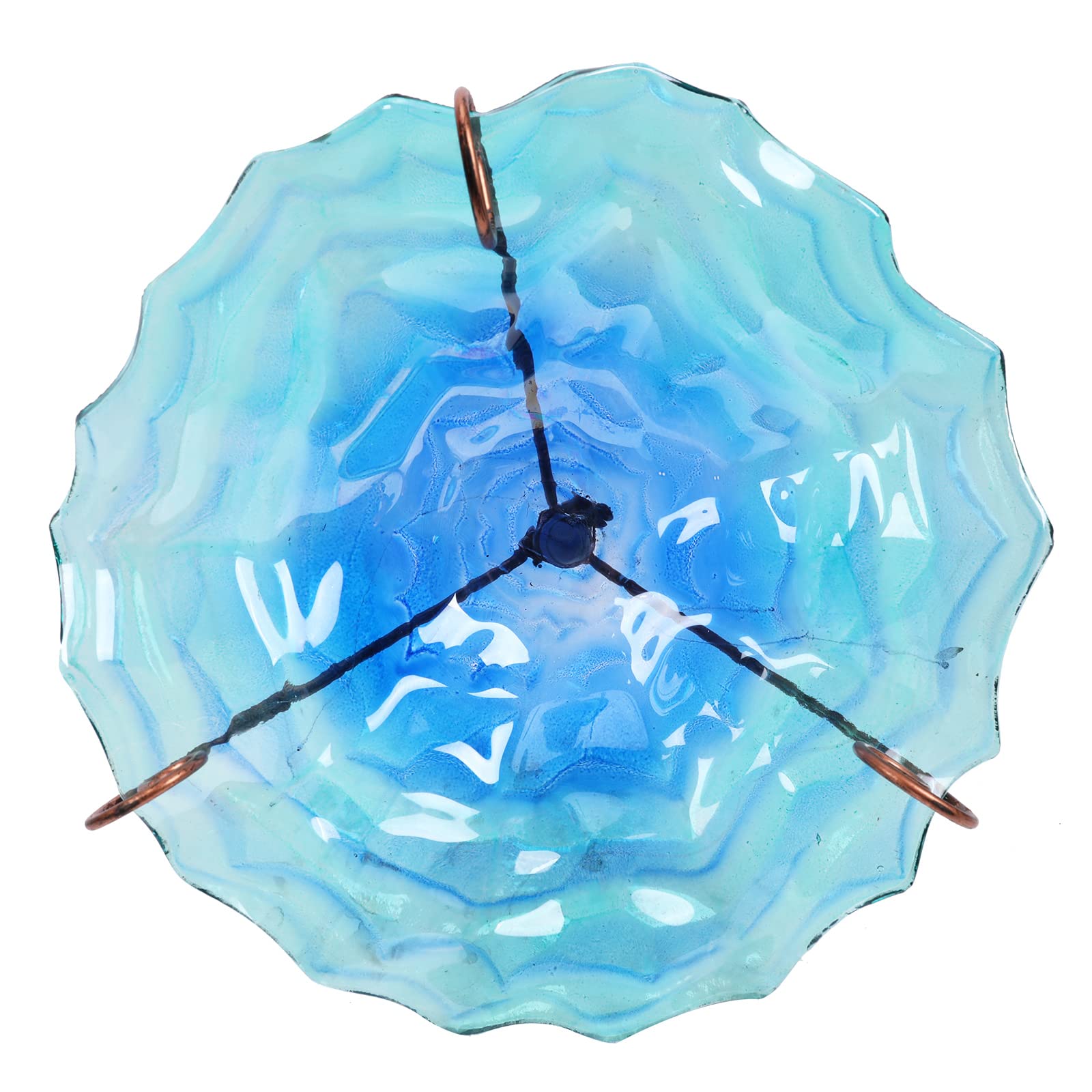 VCUTEKA Outdoor Bird Bath Glass Birdbath Garden Bird Feeder with Metal Stake Blue - image 3