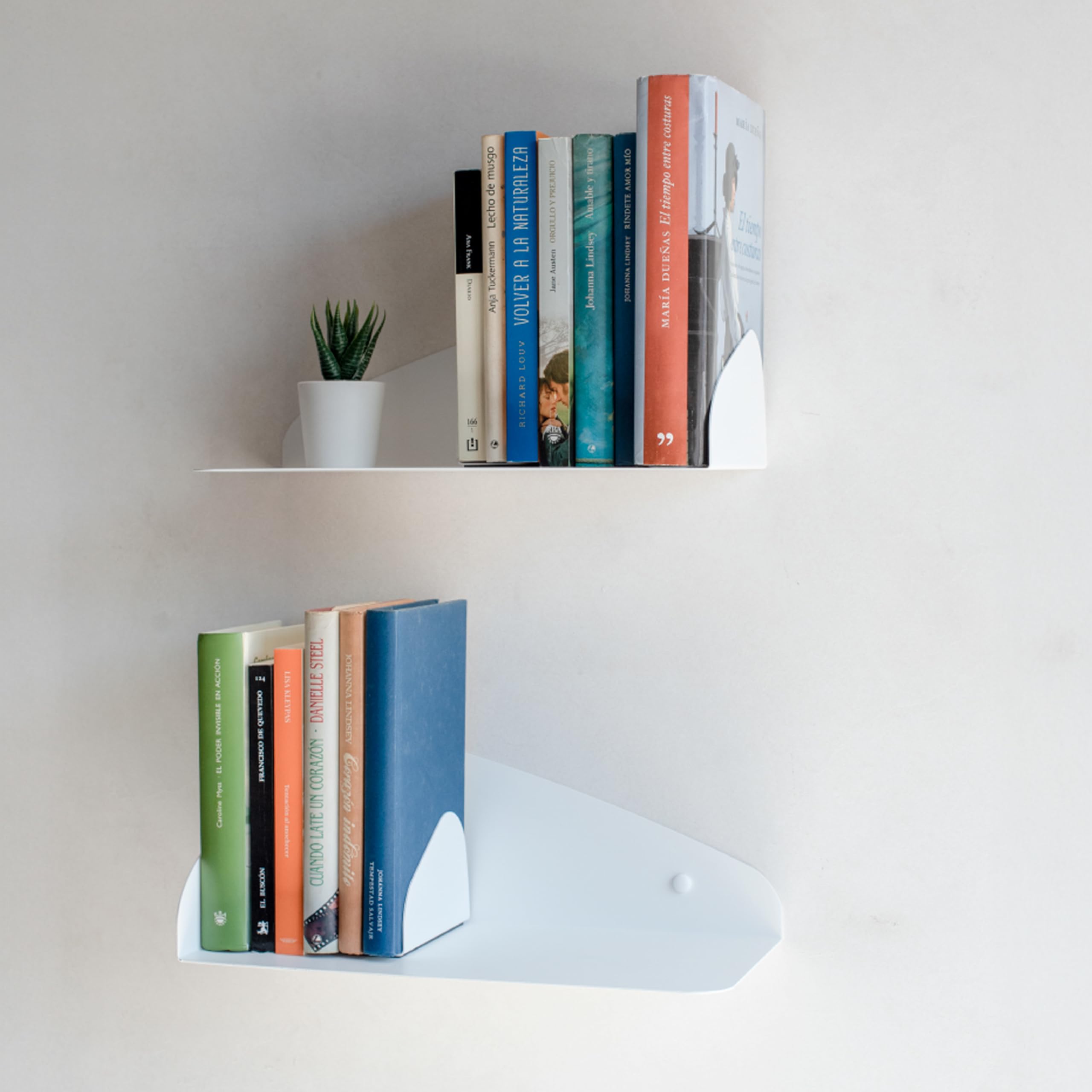 MILUKA Libreria Estanteria Pared Blanca | Estante Pared Libros 35 cm con Soporte Sujeta Libros Magnético, Lateral Ajustable | Baldas Pared Decoracion Hogar o Mesita de Noche Flotante | Set 2, Blanco