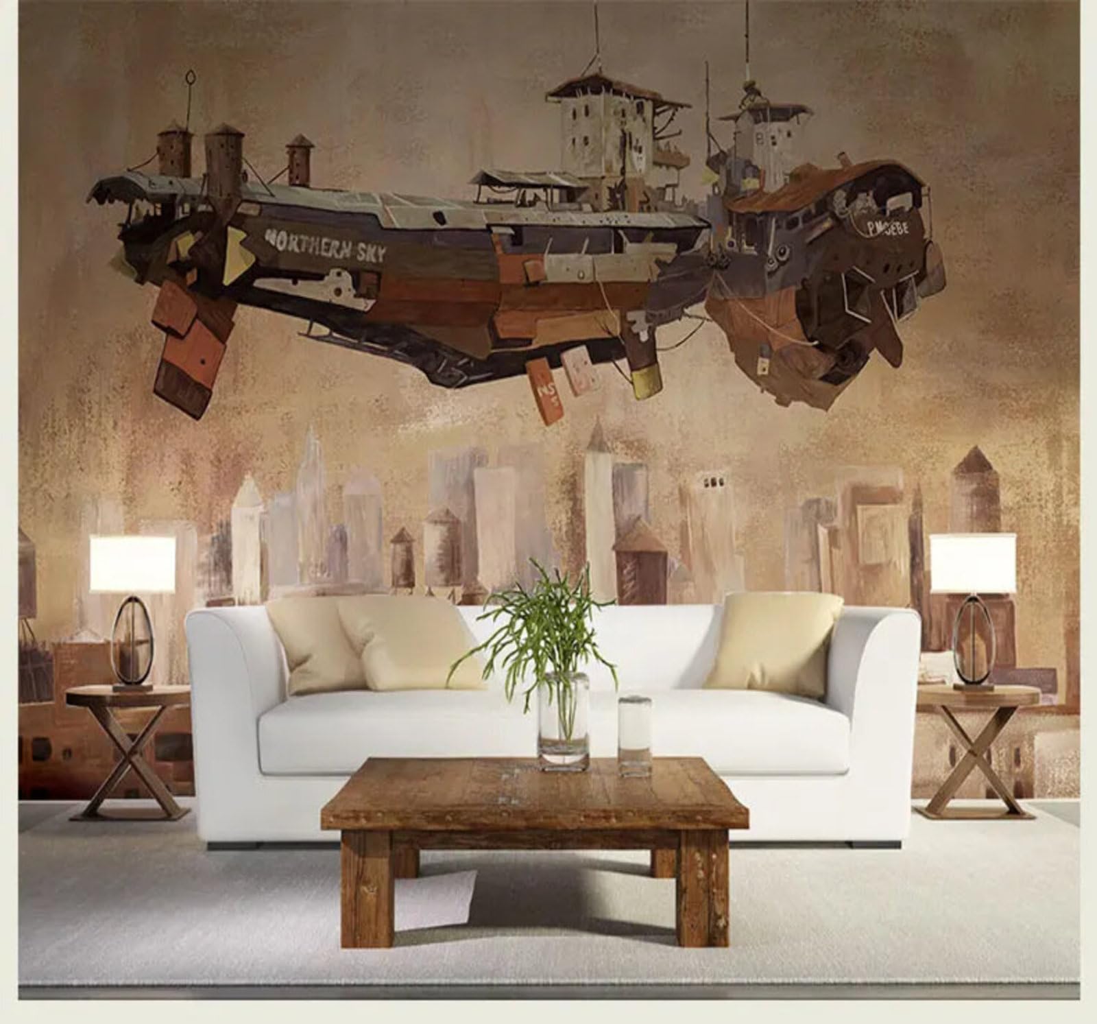 Xlming 430Cm×300Cm(B×H) Abstract Hand Drawn Retro Aeroplane Architecture 3D Wallpaper Silky Texture Home Study Office Grey Dining Room Sofa Bedroom Living Room Tv Backdrop-430Cm×300Cm