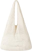 WantGor Crochet Beach Mesh Tote Bag for Women - Durable Foldable Shoulder Tote, Travel Shopping Gym Hobo Bag