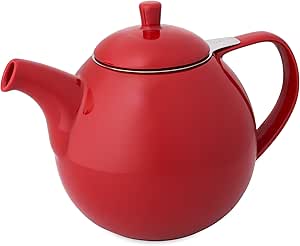 FORLIFE Curve Teapot with Infuser, 45-Ounce, Red