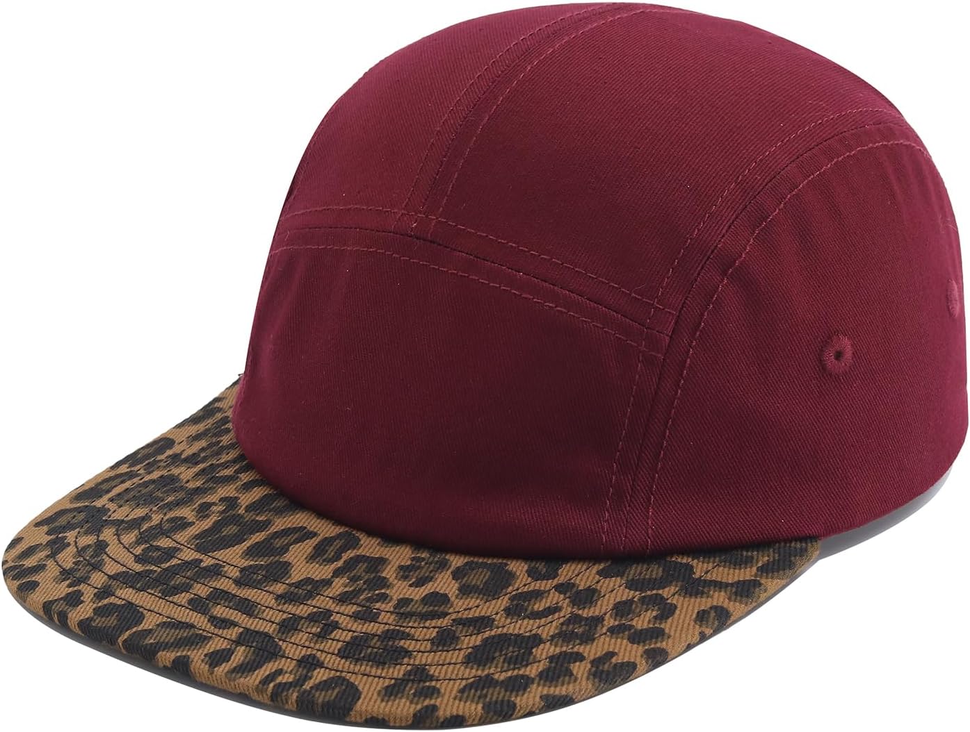 5 Panel Baseball Cap Leopard Print Flat Brim Hat Vintage Snapback Hats for Men Hip Hop Street Style Skateboard Hat - Image 3