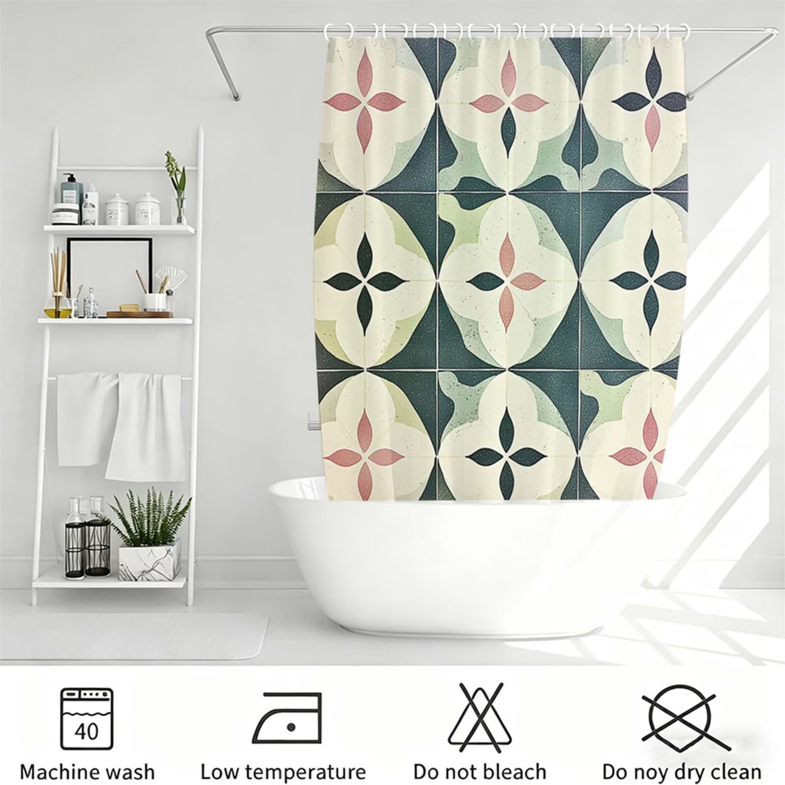 Beige Tenda Doccia 180x240cm, Tenda per Doccia Tessuto Poliestere Impermeabile Asciugatura Rapida con 12 Anelli, Tende Finestra Bagno e Vasca Pieghevole per Angolare Casa Shower Curtain moderno J-440