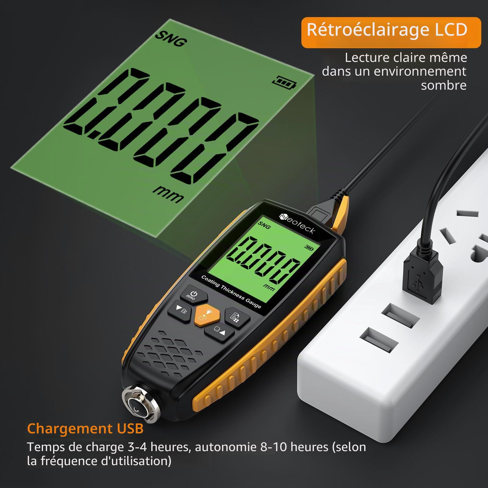Neoteck Jauge d'épaisseur de peinture pour les acheteurs de voitures d'occasion, jauge d'épaisseur de peinture de voiture pour les acheteurs de voitures d'occasion, jauge d'épaisseur pour vérifier le