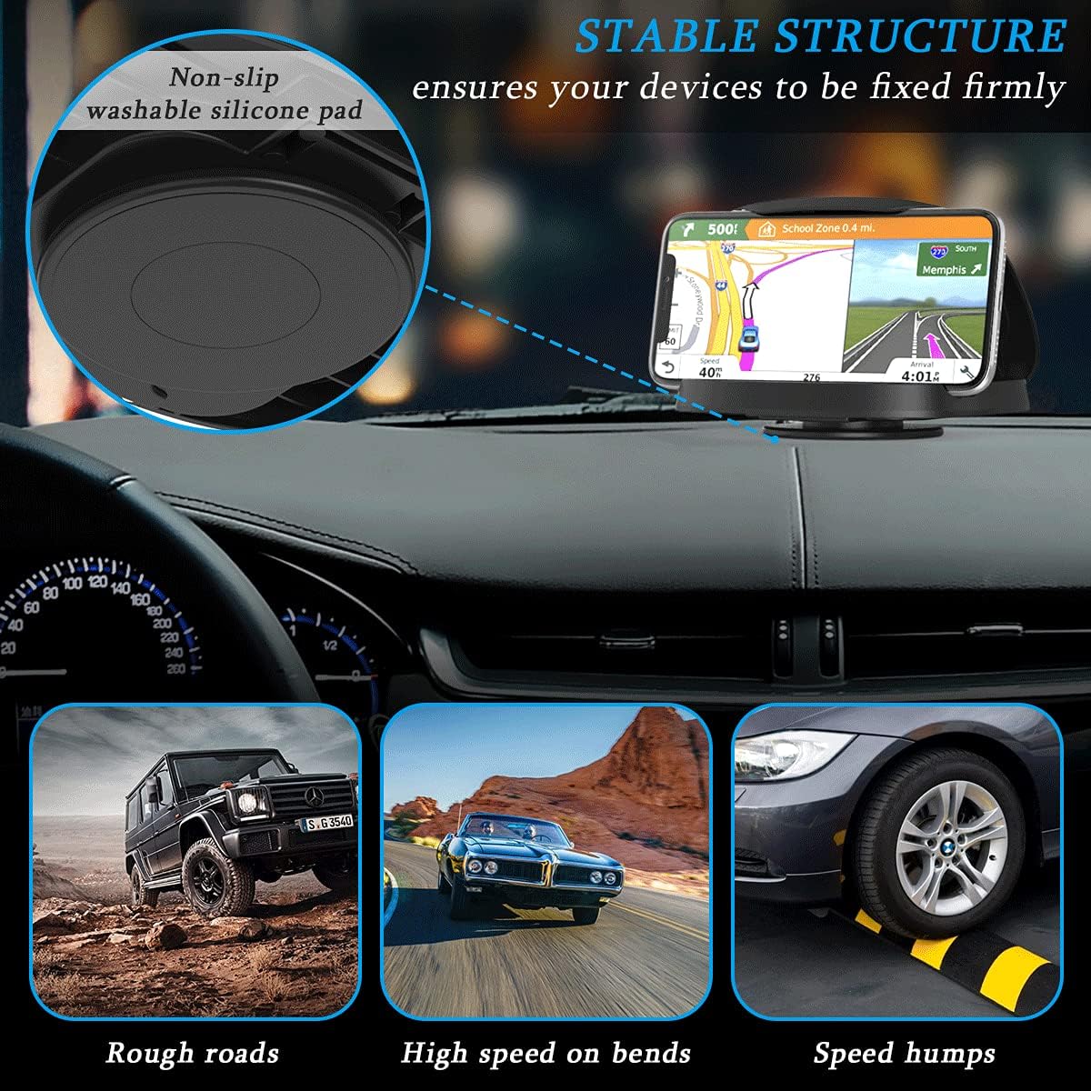 Tophot Car Phone Holder, Dashboard Mobile Phone Holder Mount for Cars with 360° Rotate Base - Image 5