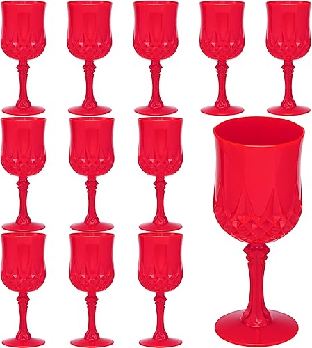 Miniatura 21 de JLYLOL Copas de Vino Vintage de Plástico 7OZ Copas de Plástico Vintage Vasos para Beber 24PCS Cristalería Retro para Bodas Copas de Agua Negro