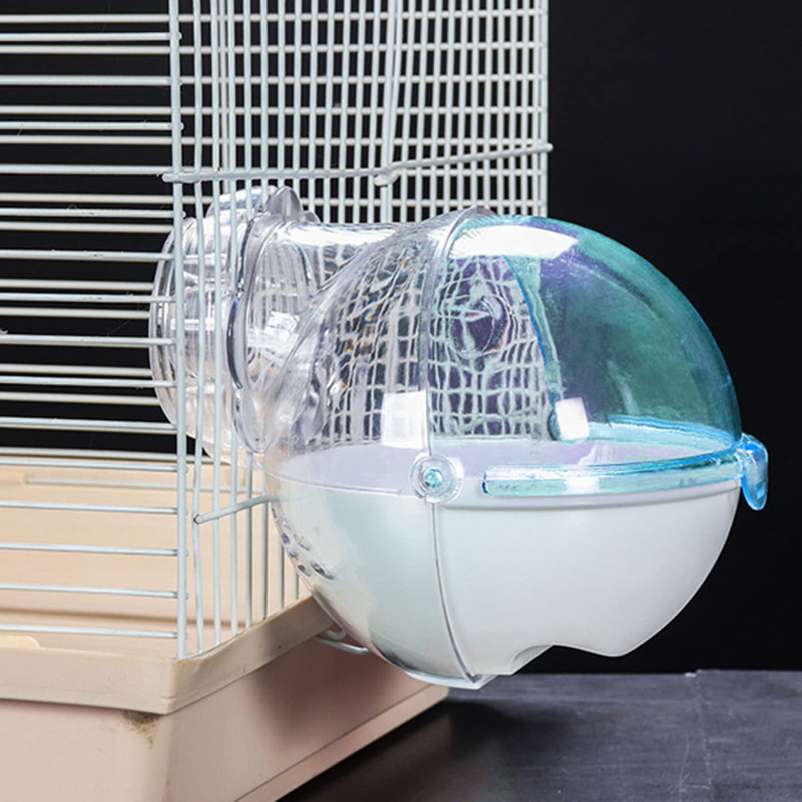 Bagno per Criceto in Acrilico Traslucido, Piccolo WC per Animali Domestici, Bagno Esterno per casa di criceti e porcellini d'India (Blu)