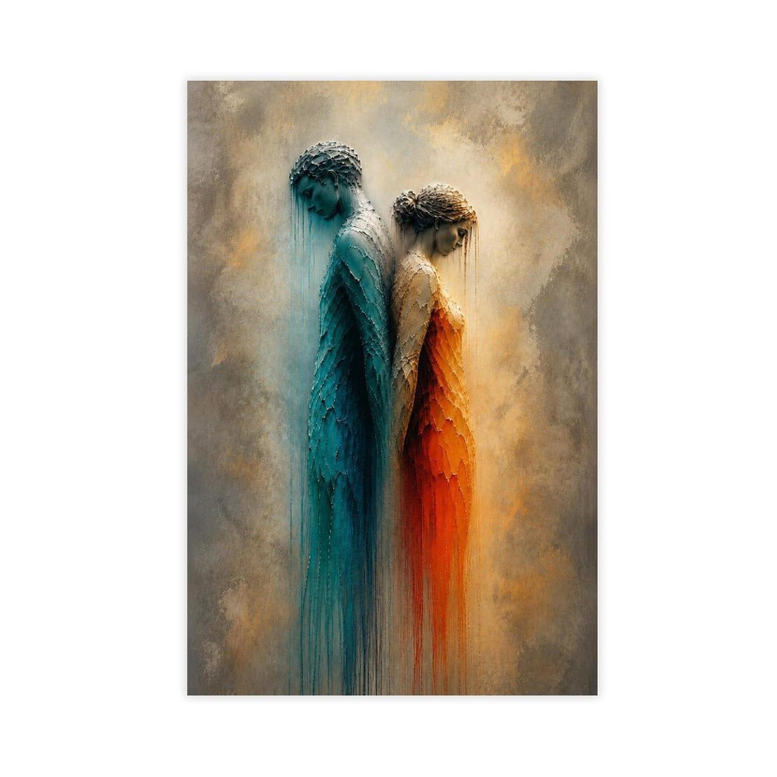 Ywtjax Unframe-Style Abstract Couple Silhouette Poster Canvas Poster For Office Decor Gift