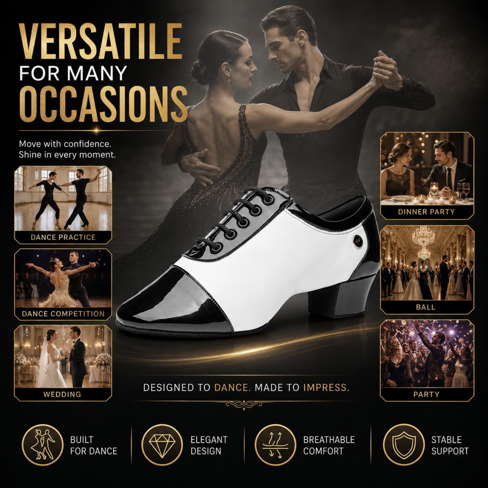 Morbuy Scarpe da Ballo Latino Uomo con Lacci Tacco 3,5 cm | Scarpe Ballo con Tacco Basso e Suola in Pelle Scamosciata Antiscivolo EU 35-44 per Indoor Salsa Tango Chacha Bachata Danza